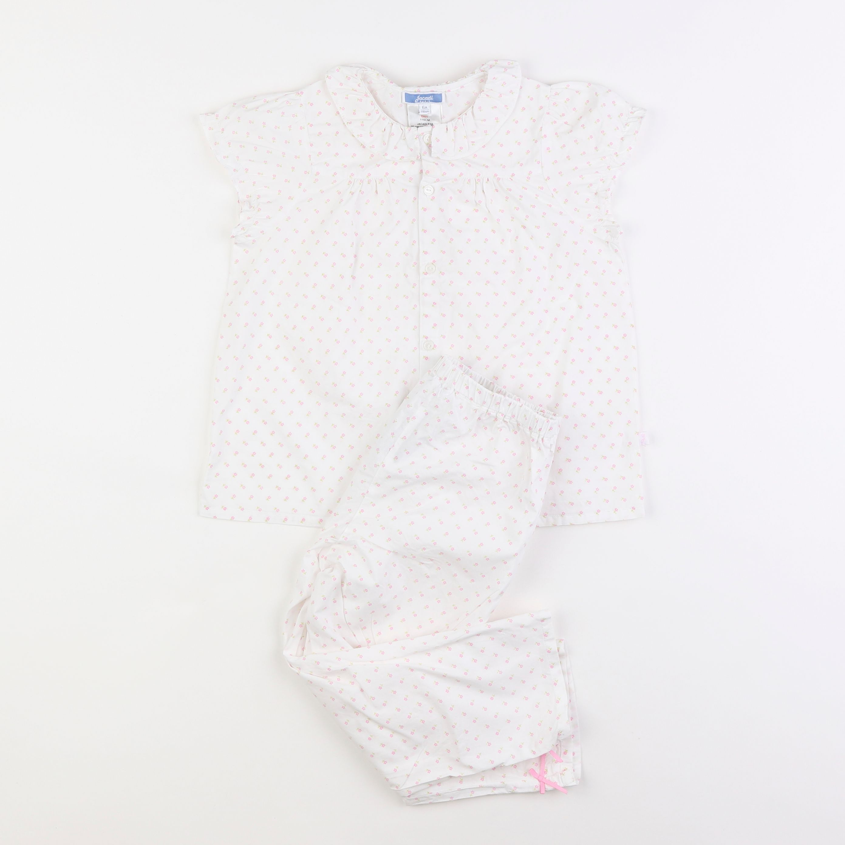 Jacadi - pyjama coton blanc, rose - 6 ans