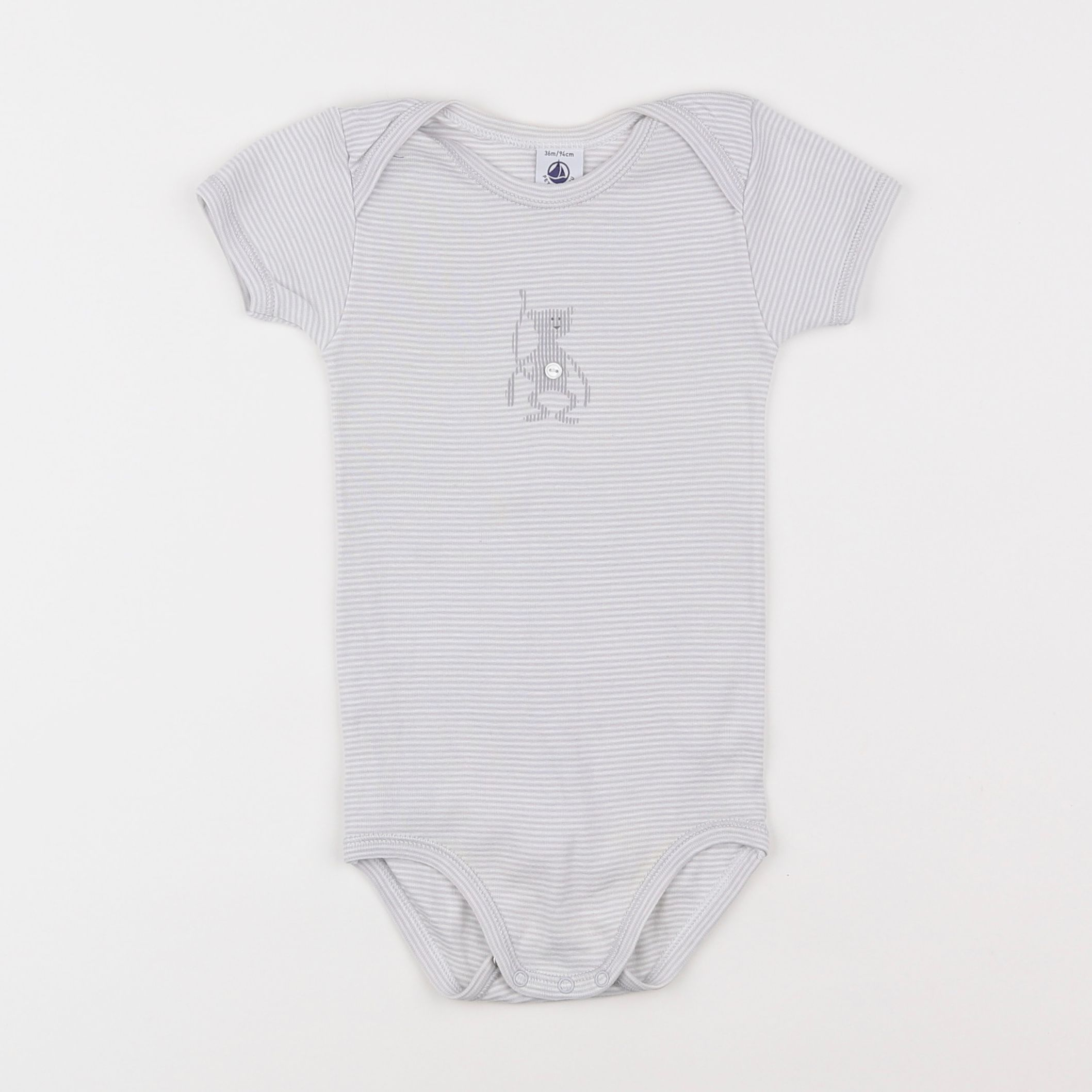 Petit Bateau - body blanc, gris - 3 ans