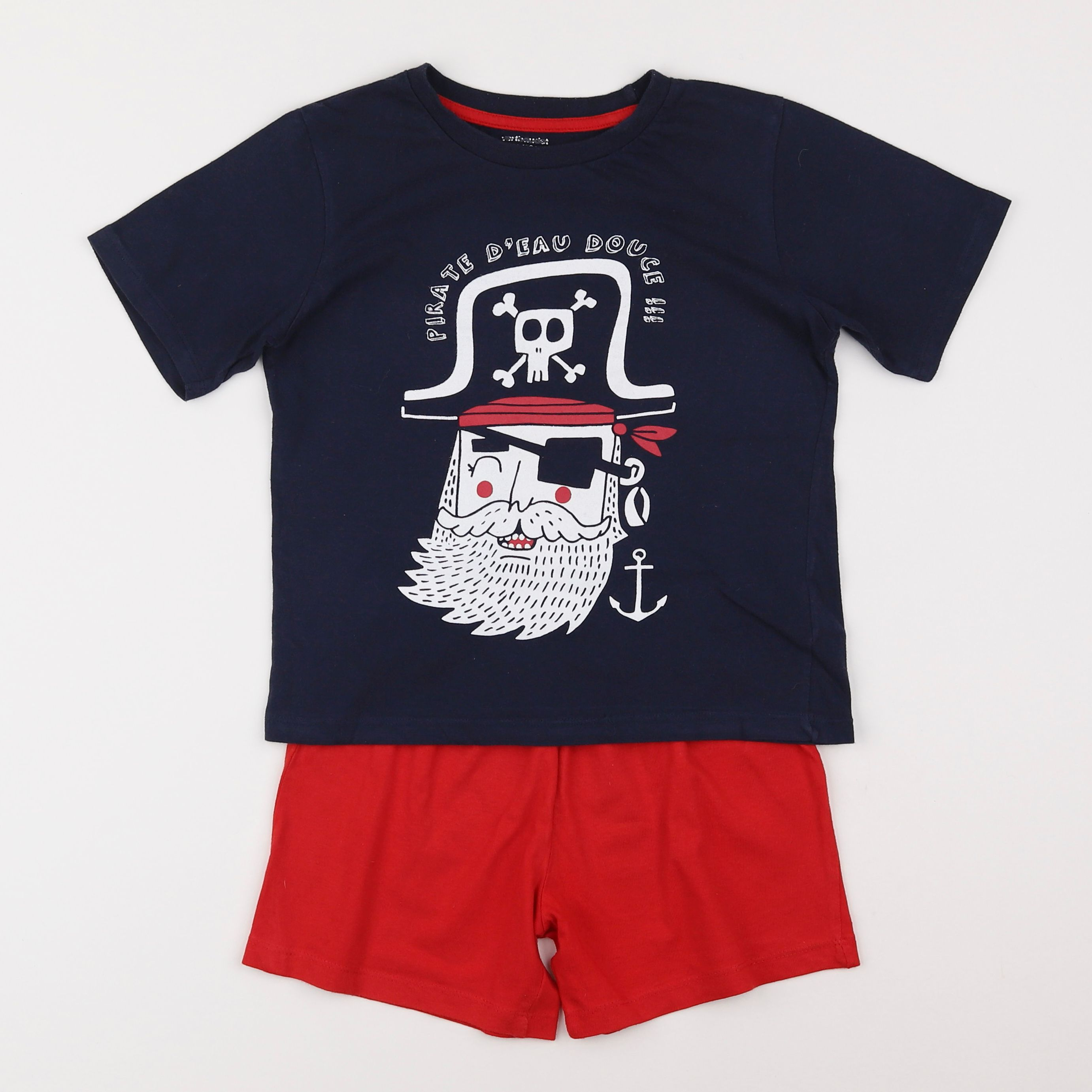 Vertbaudet - pyjama coton bleu, rouge - 8 ans