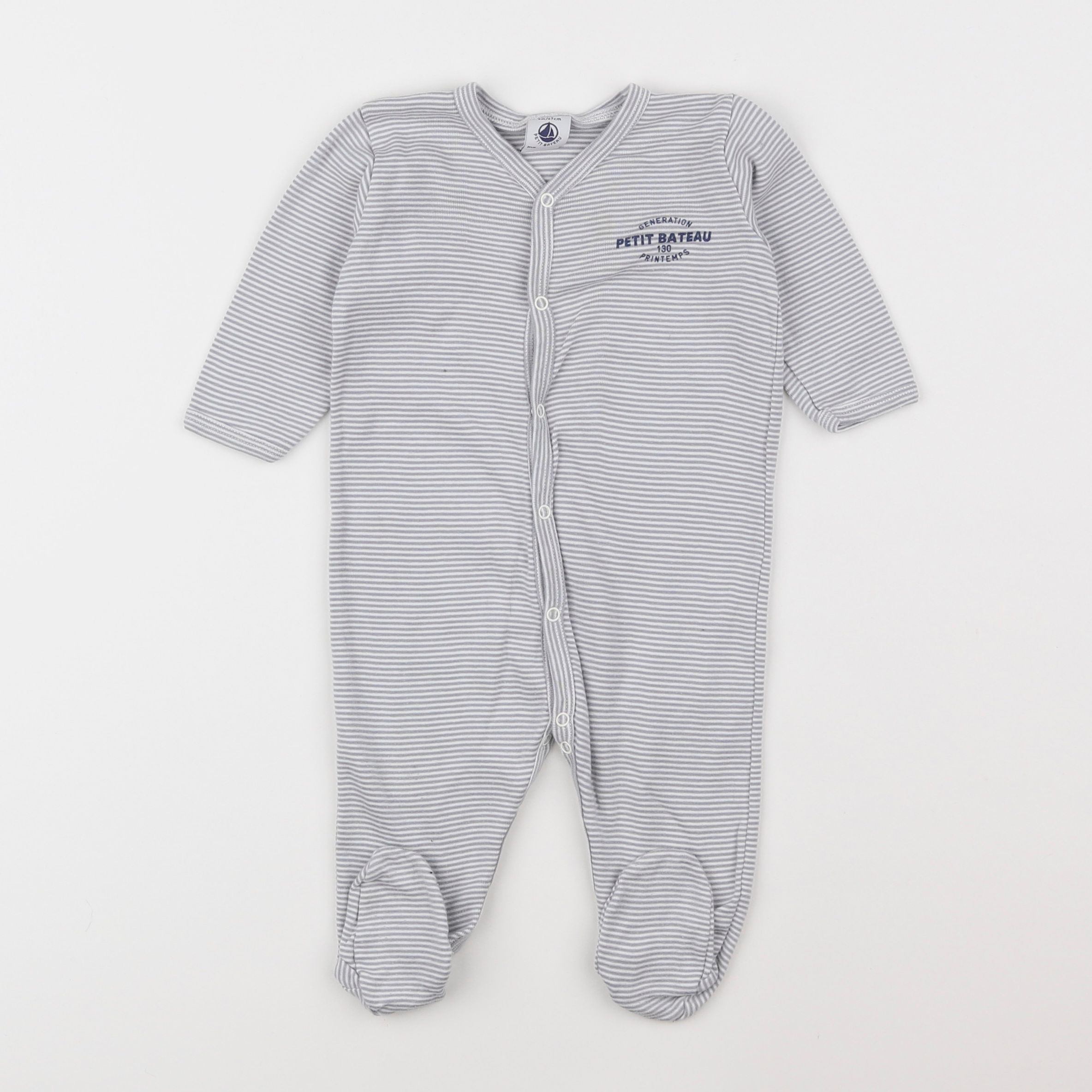 Petit Bateau - pyjama coton bleu - 6 mois