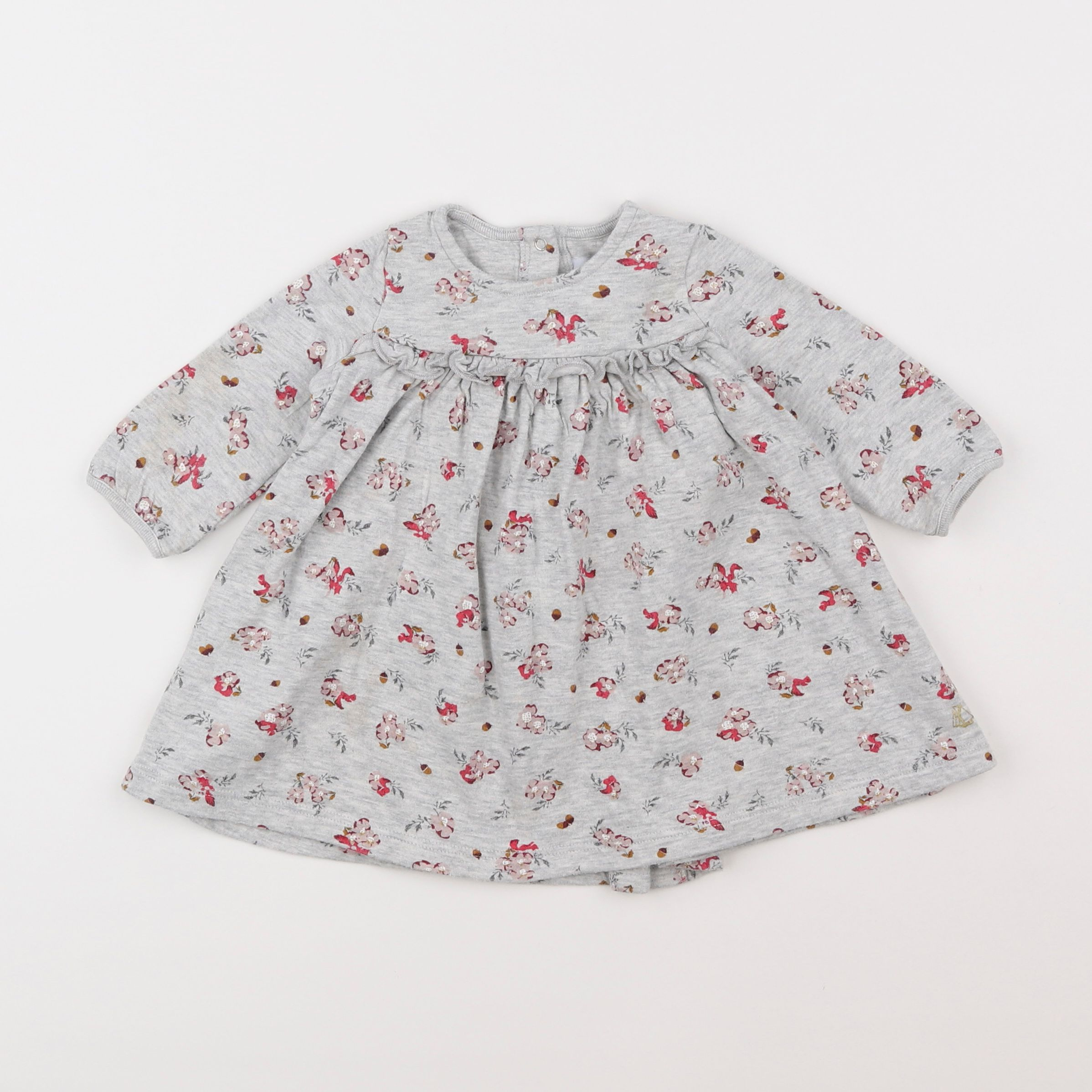 Petit Bateau - robe gris, rose - 6 mois