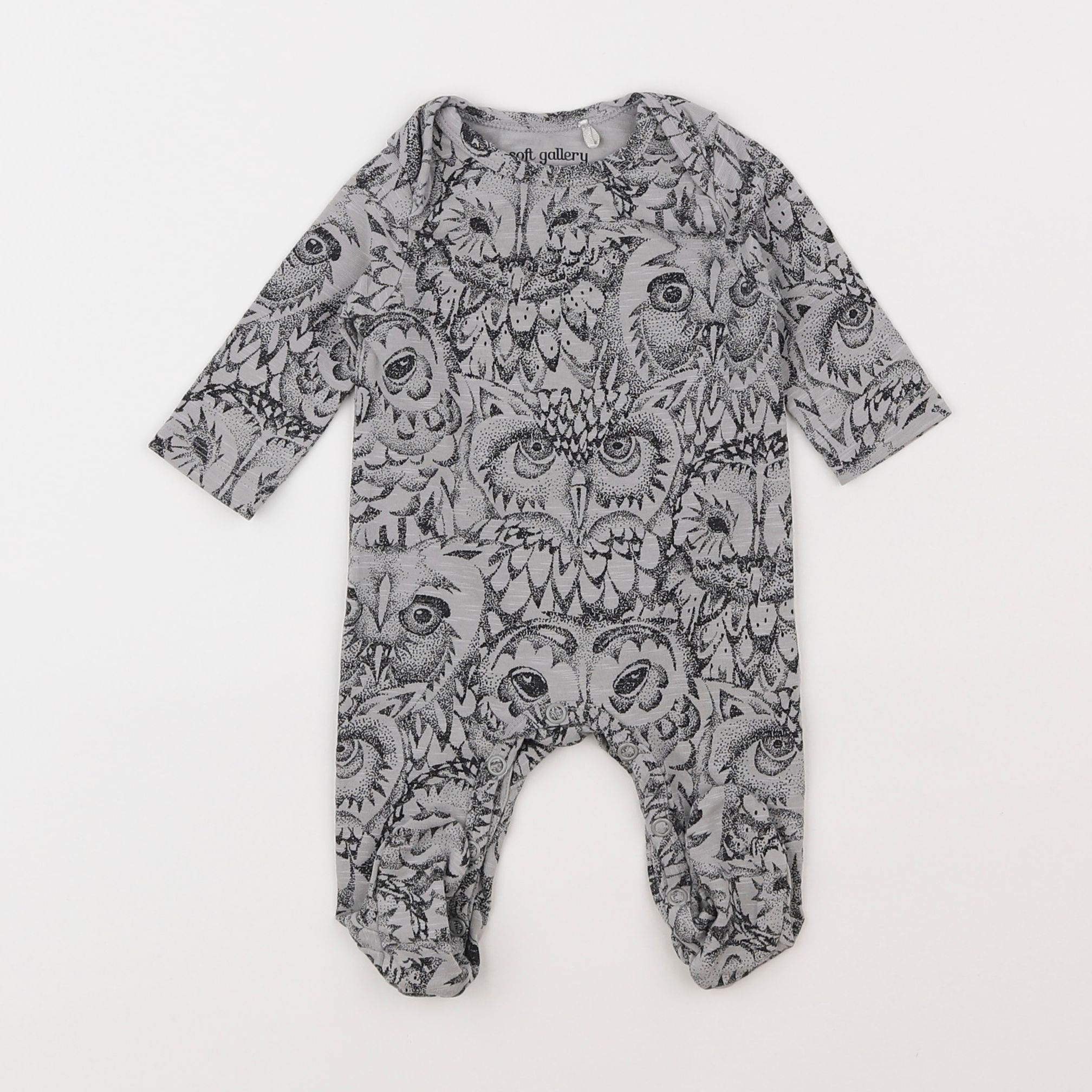 Soft Gallery - pyjama coton gris, noir - 0 mois