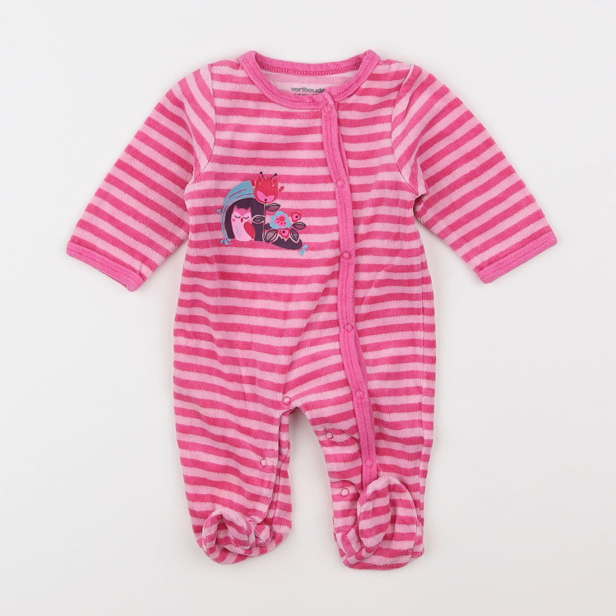 Vertbaudet - pyjama velours rose - 1 mois