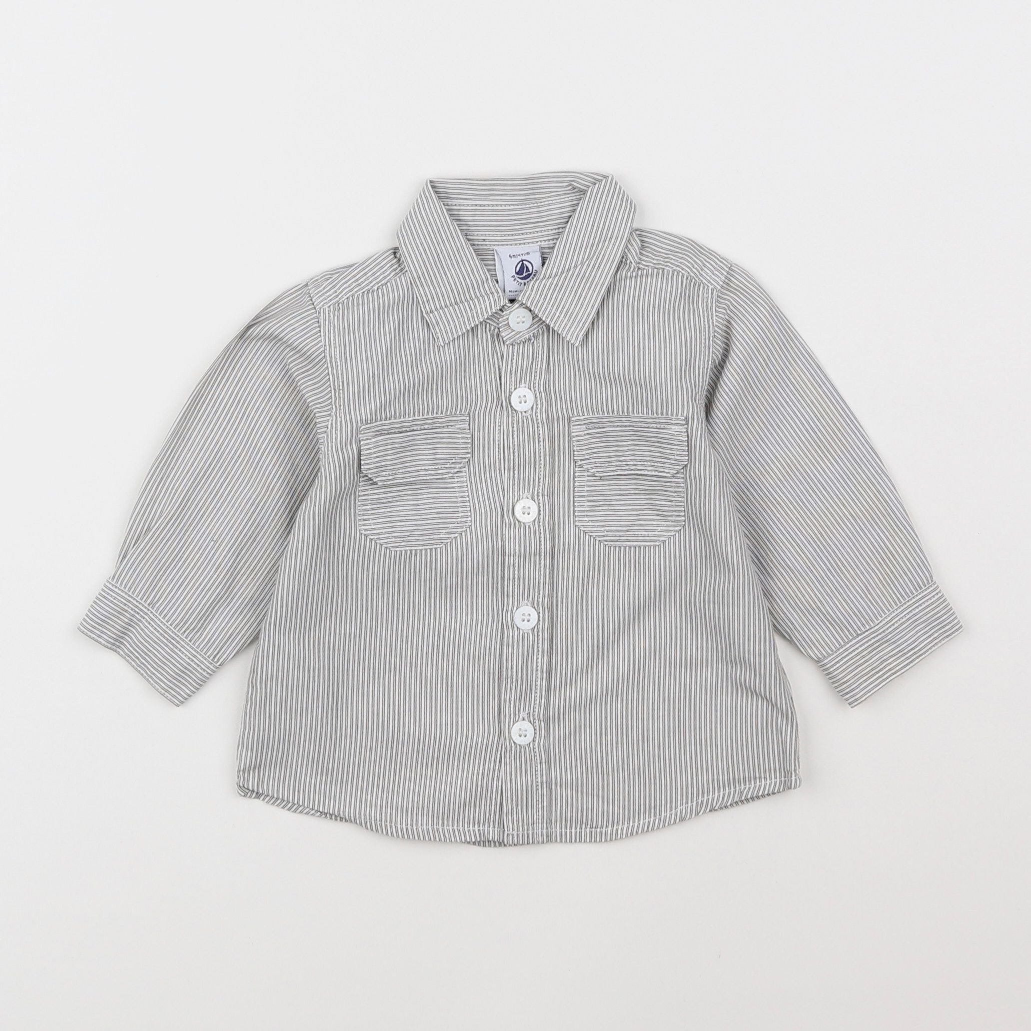 Petit Bateau - chemise gris - 6 mois