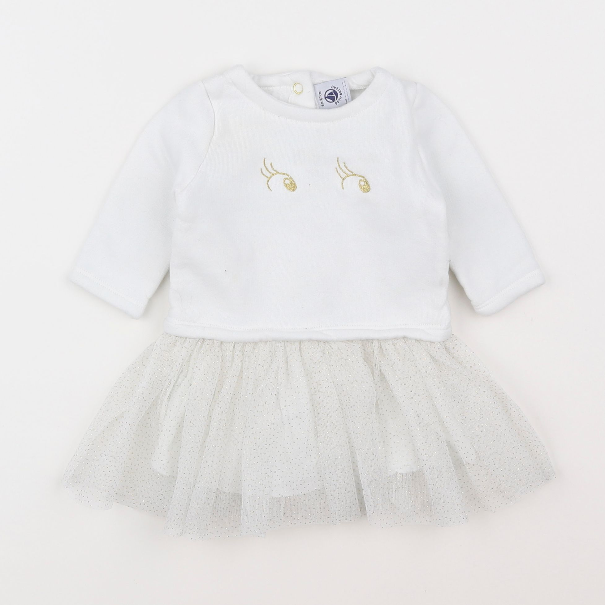 Petit Bateau - robe blanc - 6 mois