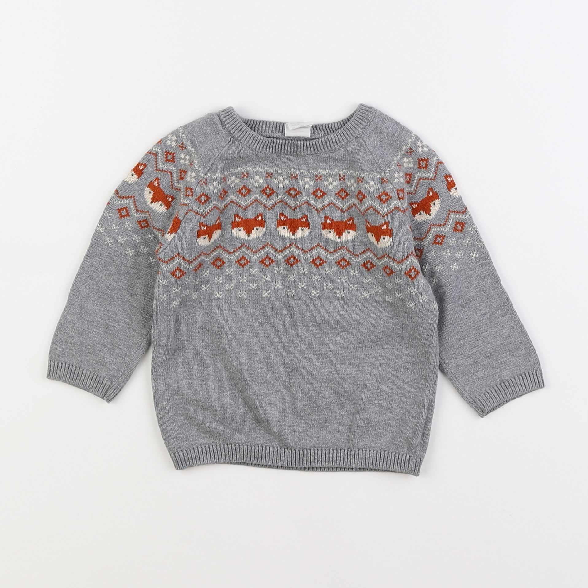 H&M - pull gris - 6/9 mois