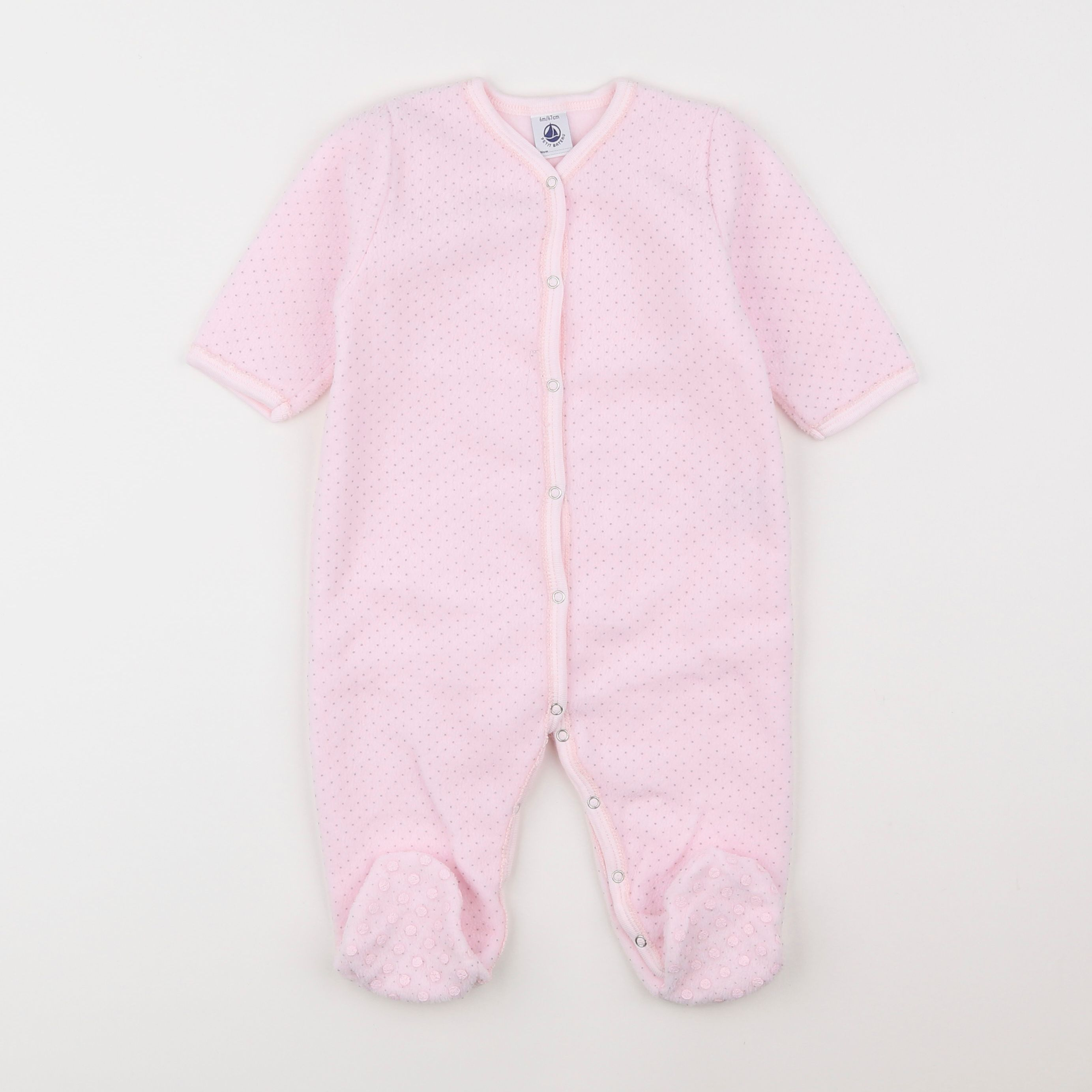 Petit Bateau - pyjama velours rose - 6 mois