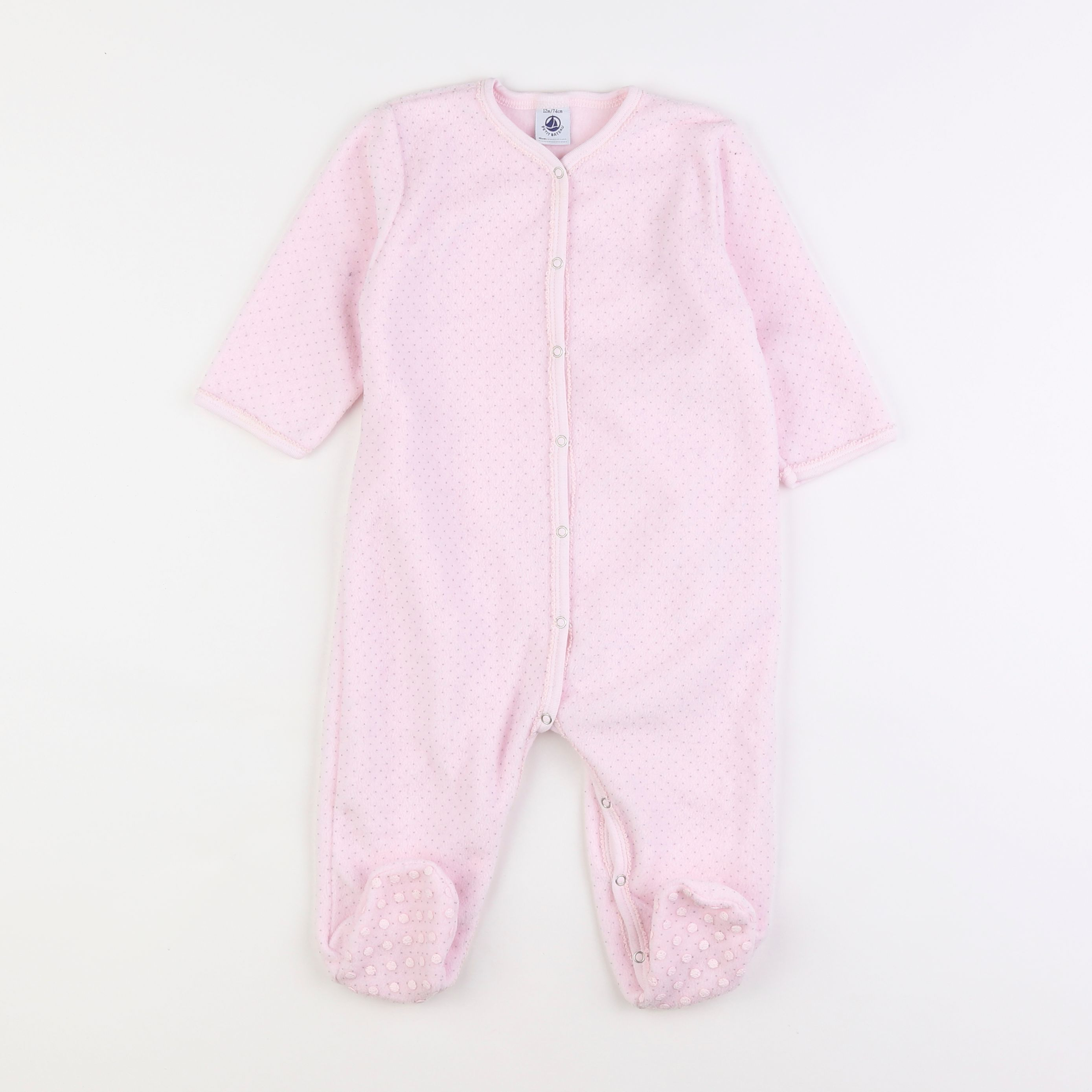 Petit Bateau - pyjama velours rose - 12 mois