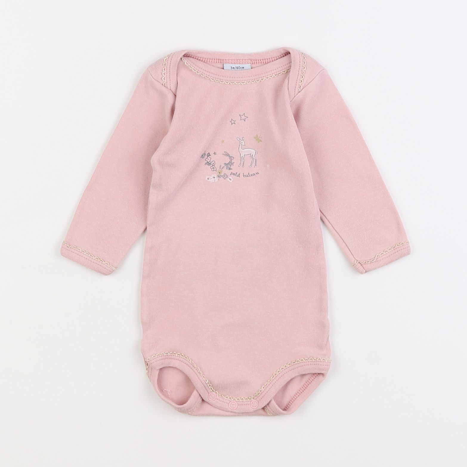 Petit Bateau - body rose - 3 mois