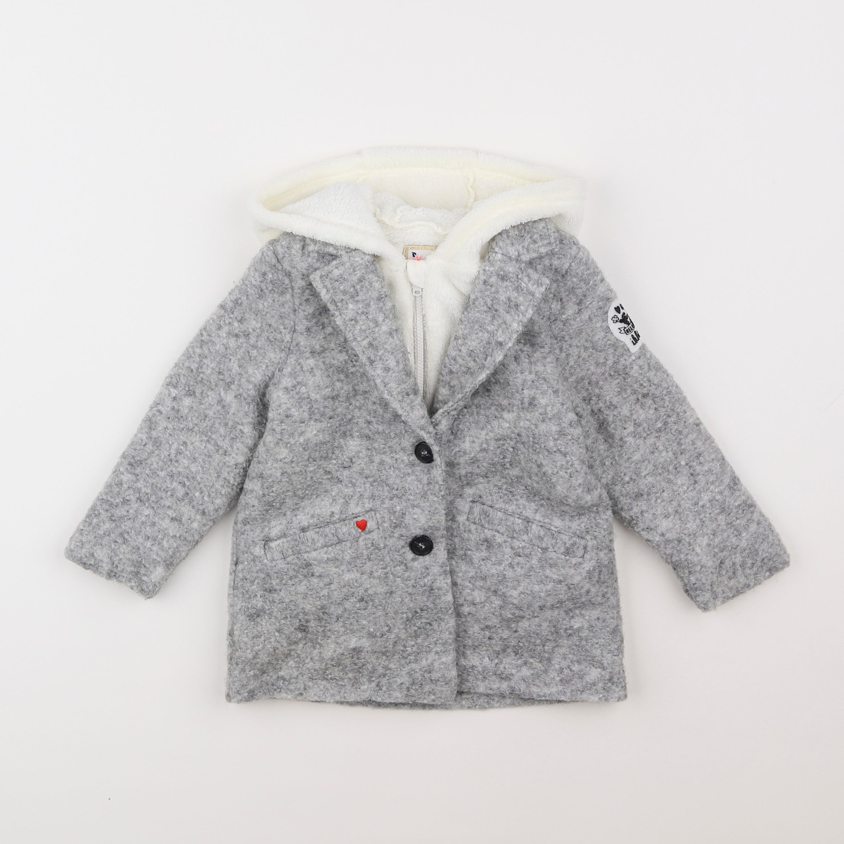 IKKS - veste doublé gris, blanc - 2 ans