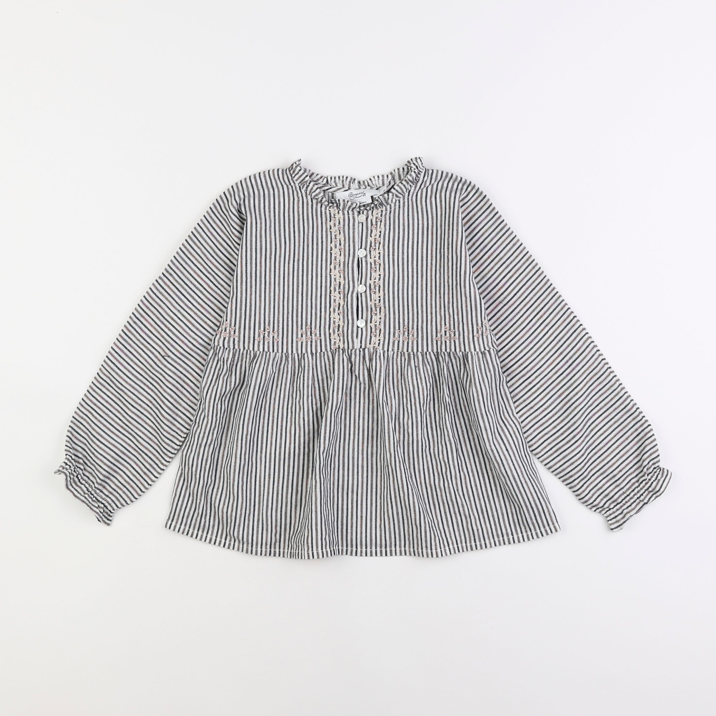 Bonpoint - blouse blanc, gris - 6 ans