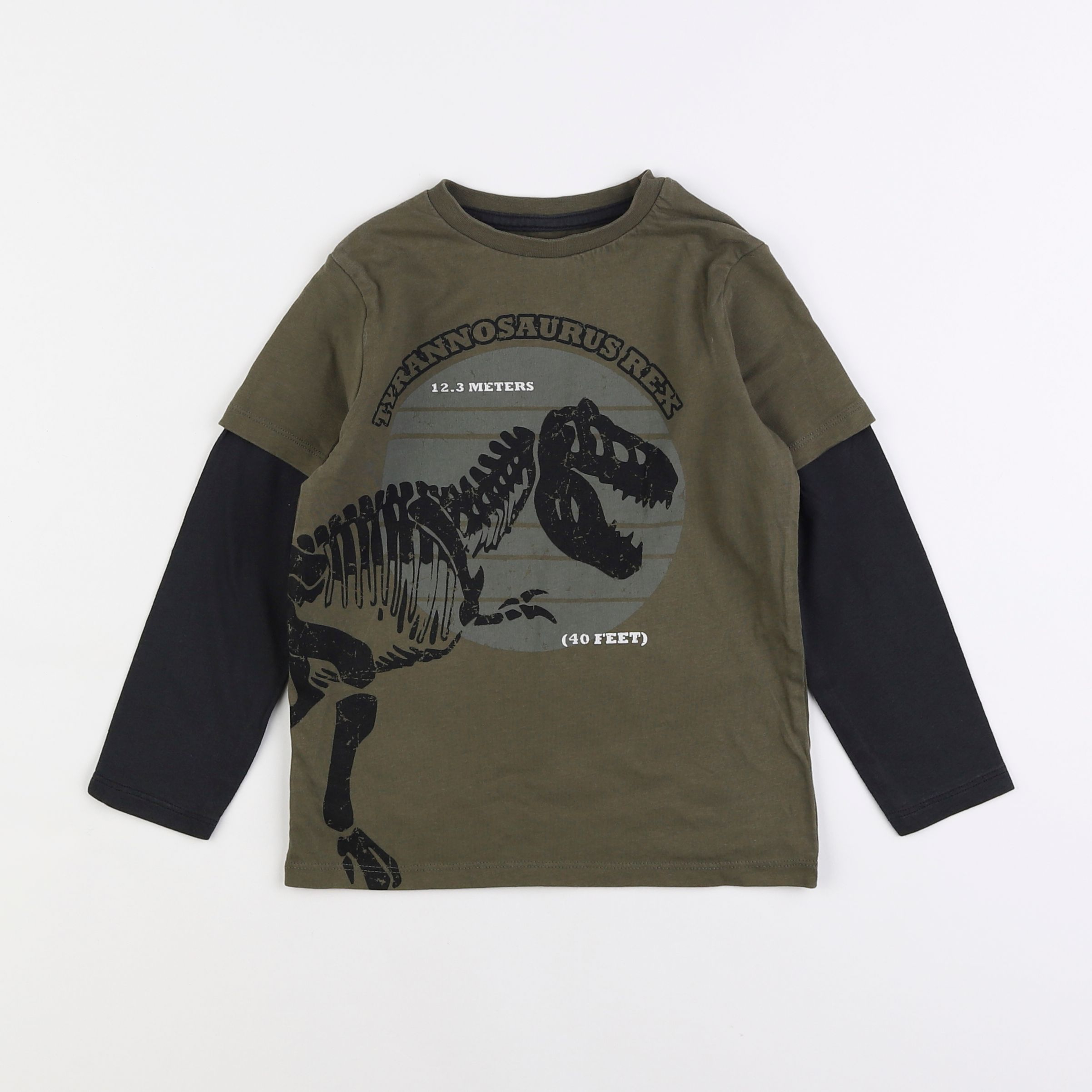 Vertbaudet - tee-shirt vert, noir - 5 ans