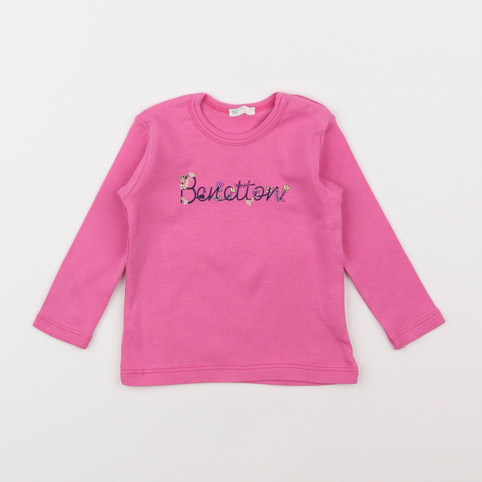 Benetton - tee-shirt rose - 6/9 mois