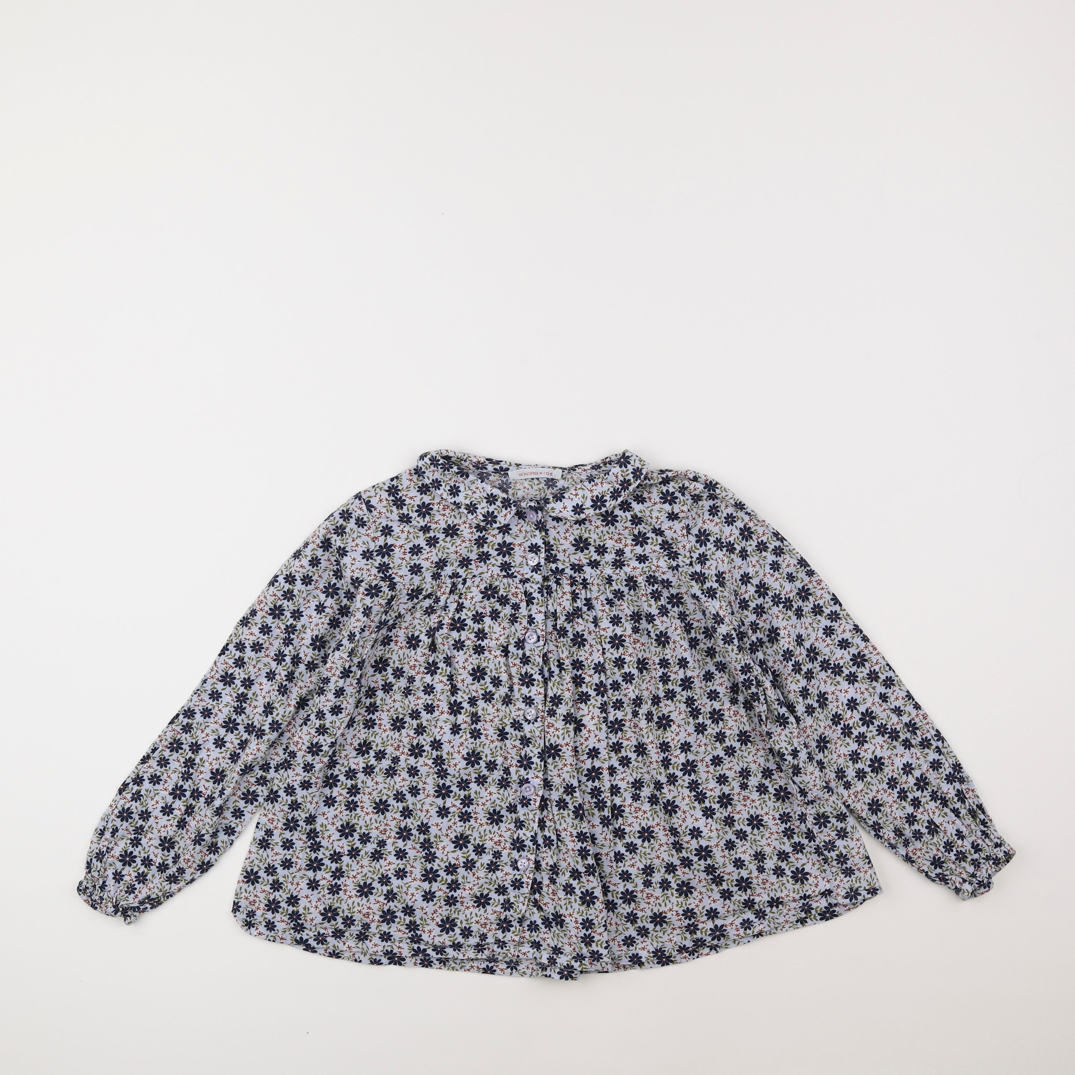 Monoprix - blouse bleu, vert - 8 ans