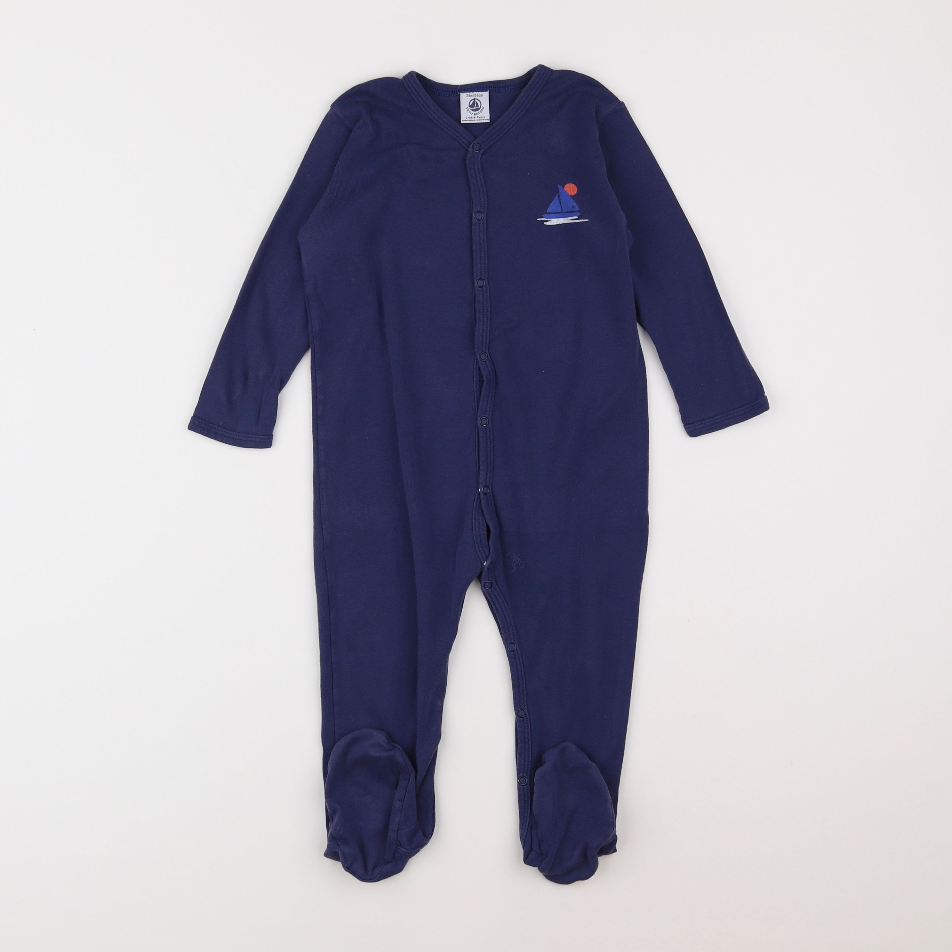 Petit Bateau - pyjama coton bleu - 2 ans