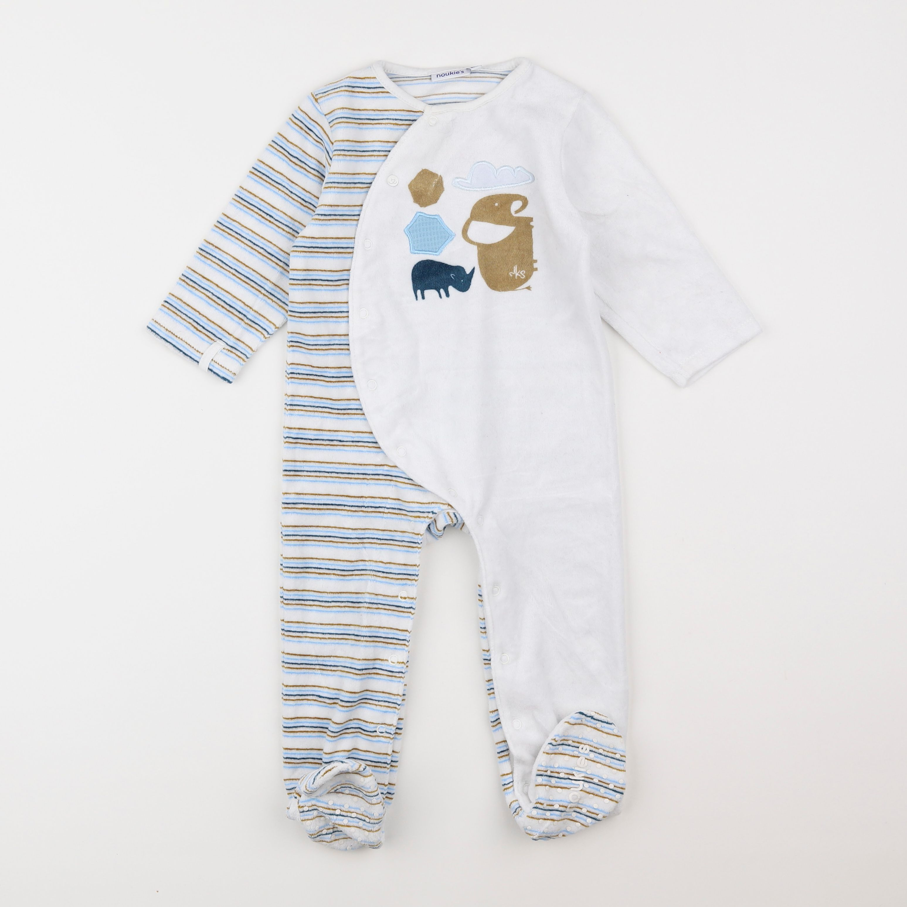 Noukie's - pyjama velours blanc, bleu - 18 mois