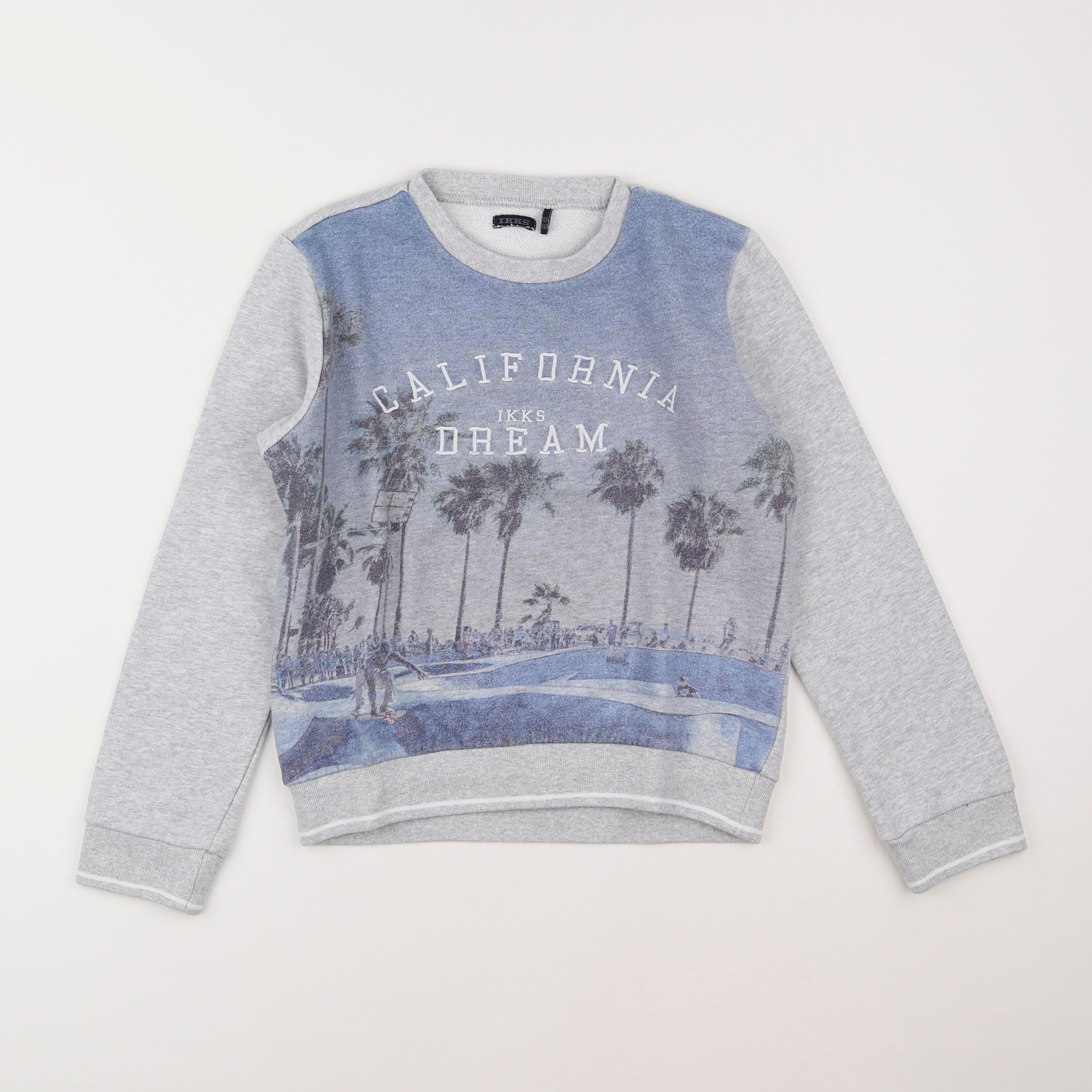 IKKS - sweat gris, bleu - 10 ans