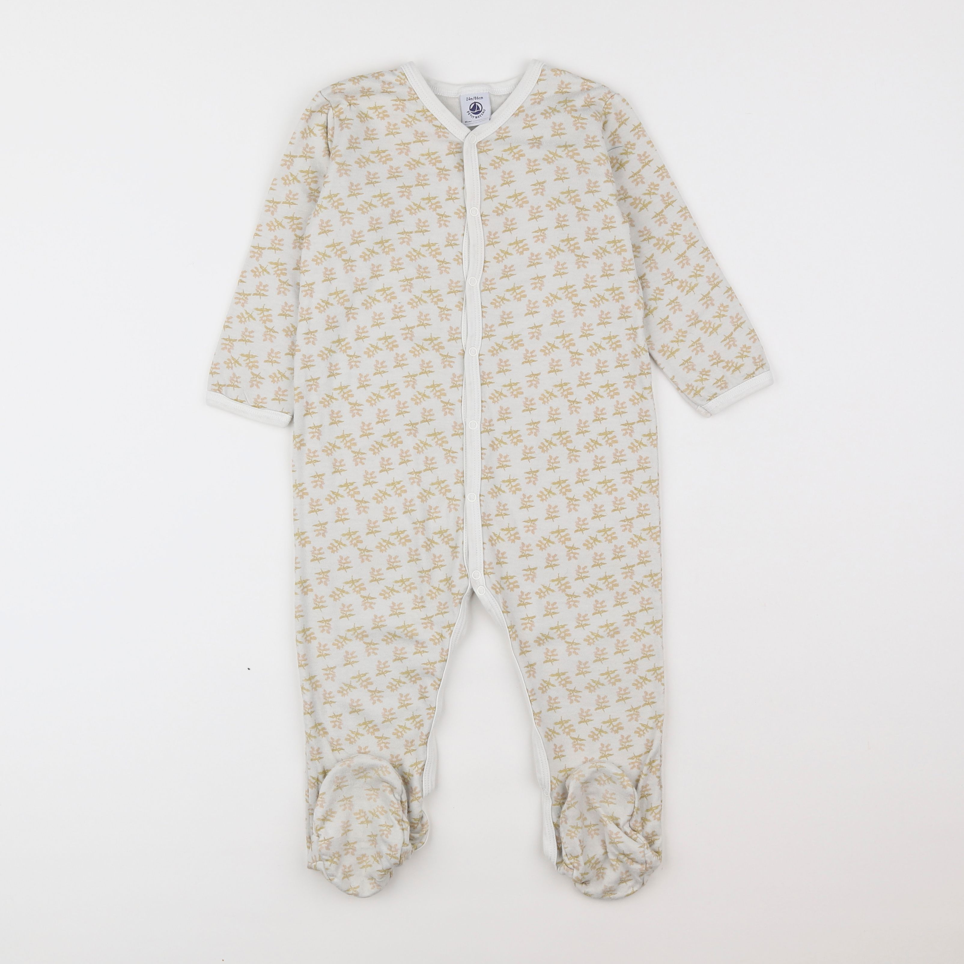 Petit Bateau - pyjama coton blanc, jaune - 2 ans