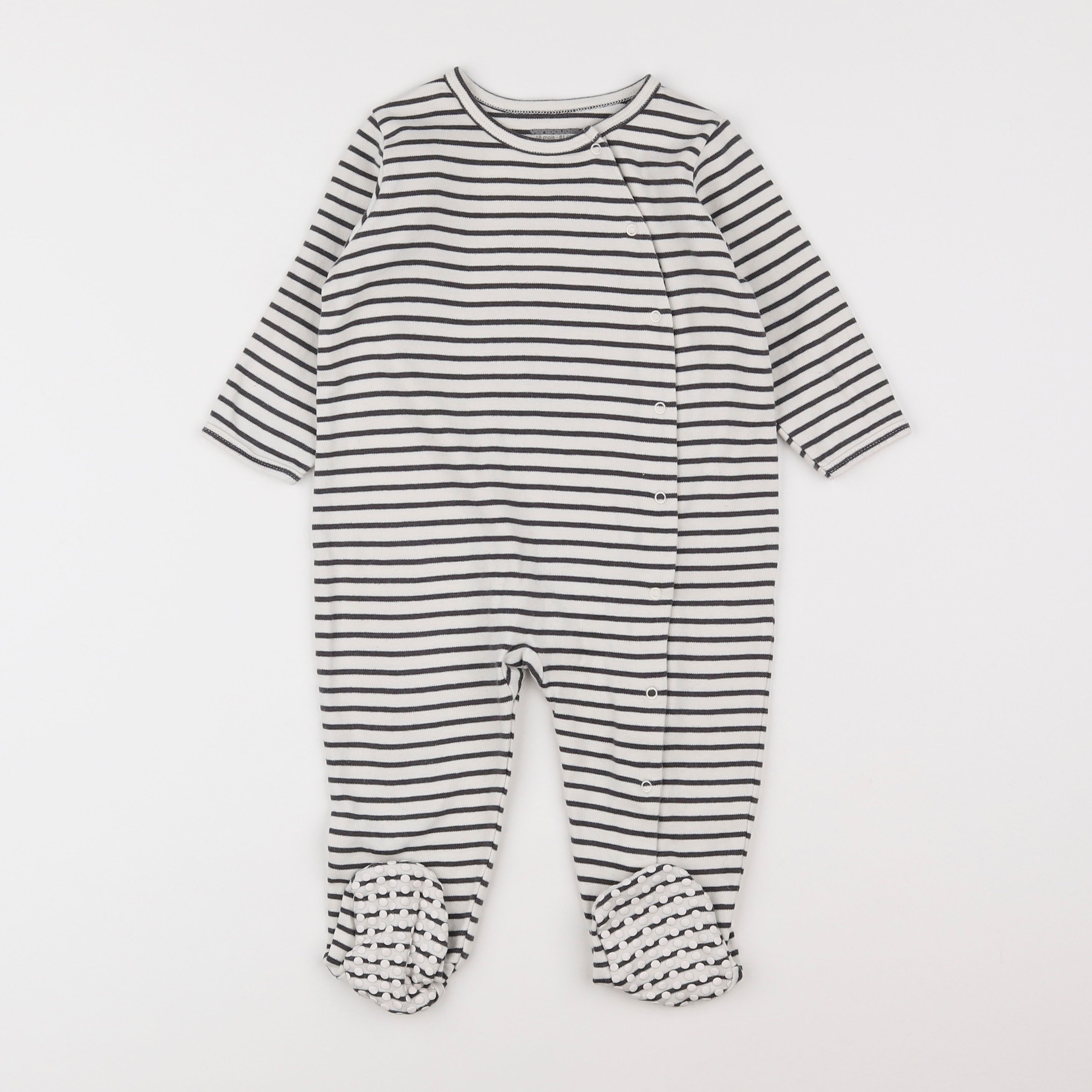 Vertbaudet - pyjama coton blanc, gris - 18 mois