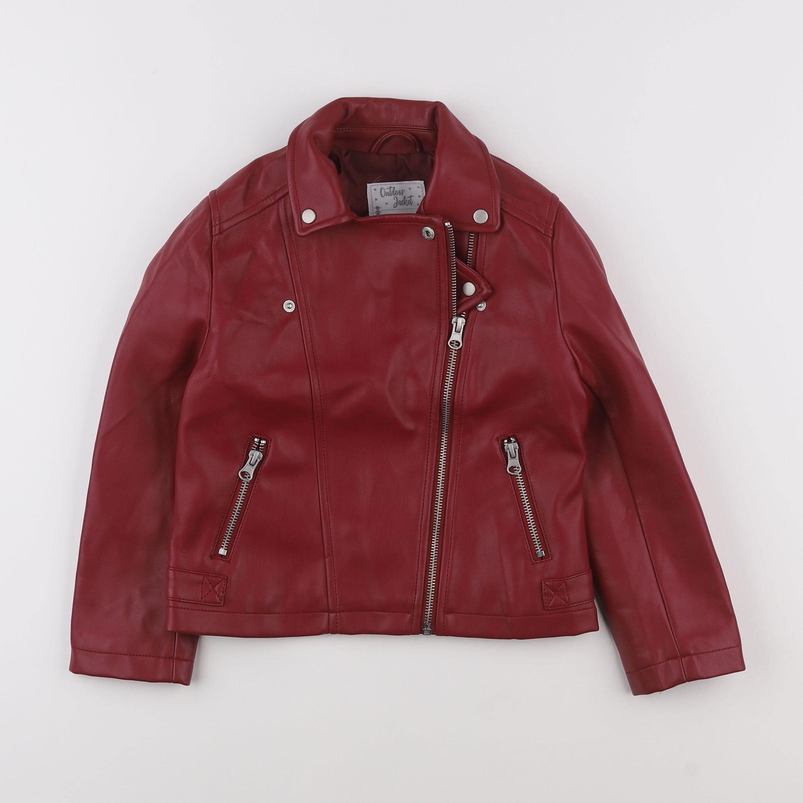 Vertbaudet - veste simili cuir rouge - 7 ans