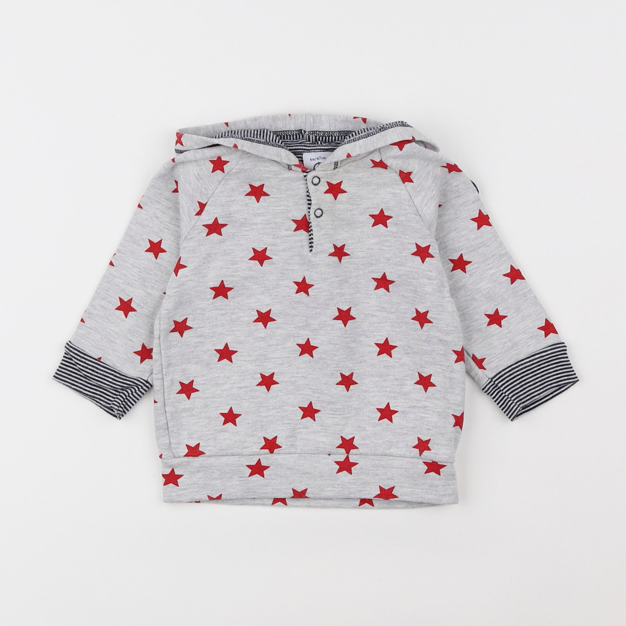 Petit Bateau - tee-shirt gris, rouge - 6 mois