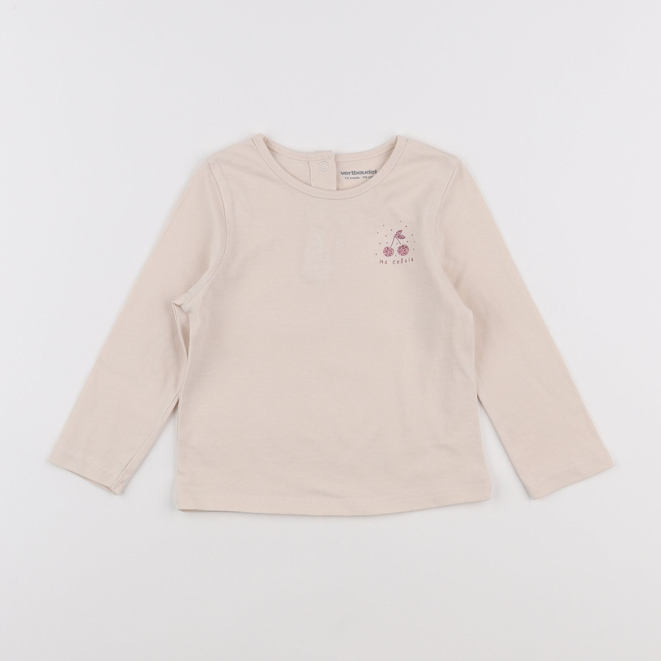 Vertbaudet - tee-shirt beige - 12 mois