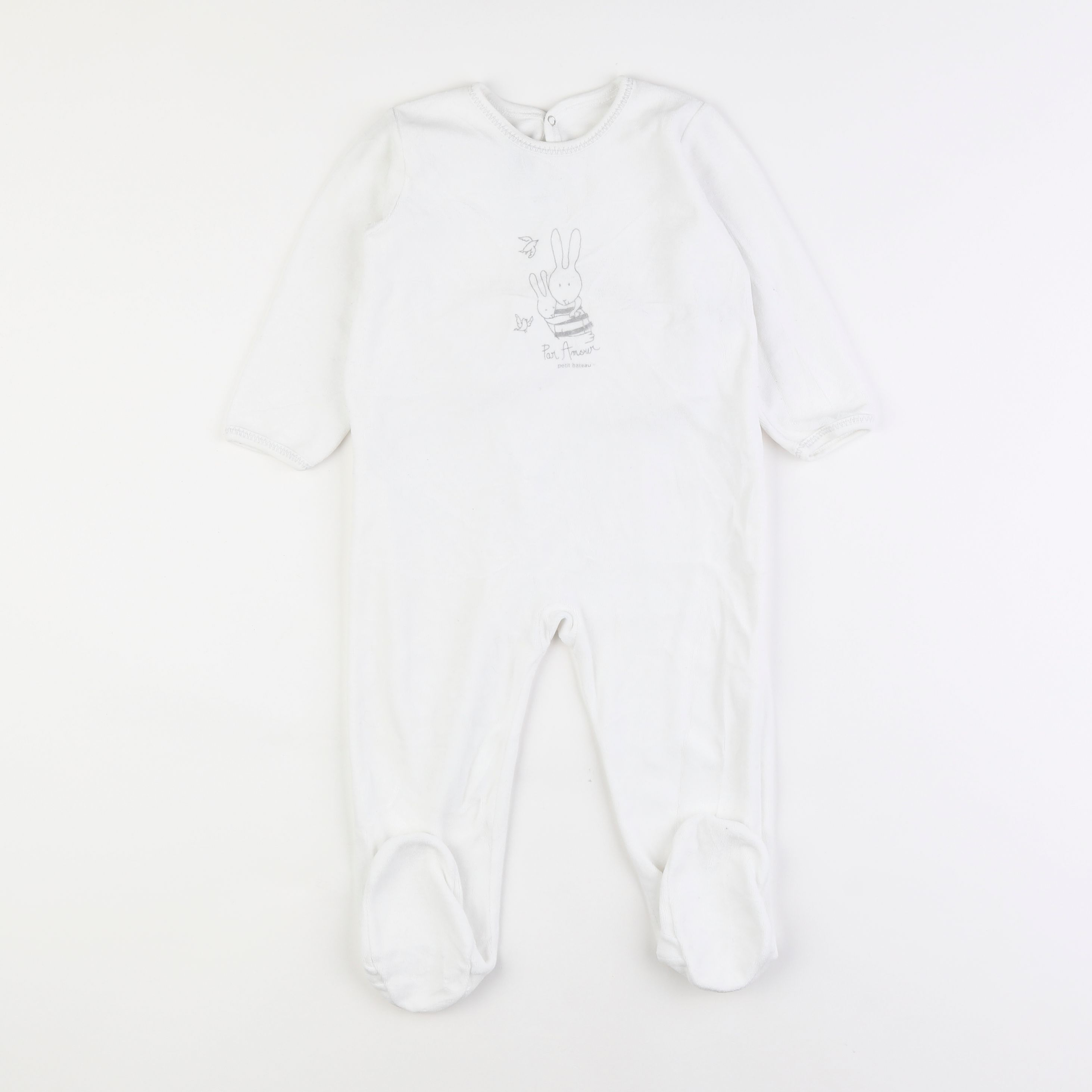 Petit Bateau - pyjama velours blanc - 2 ans