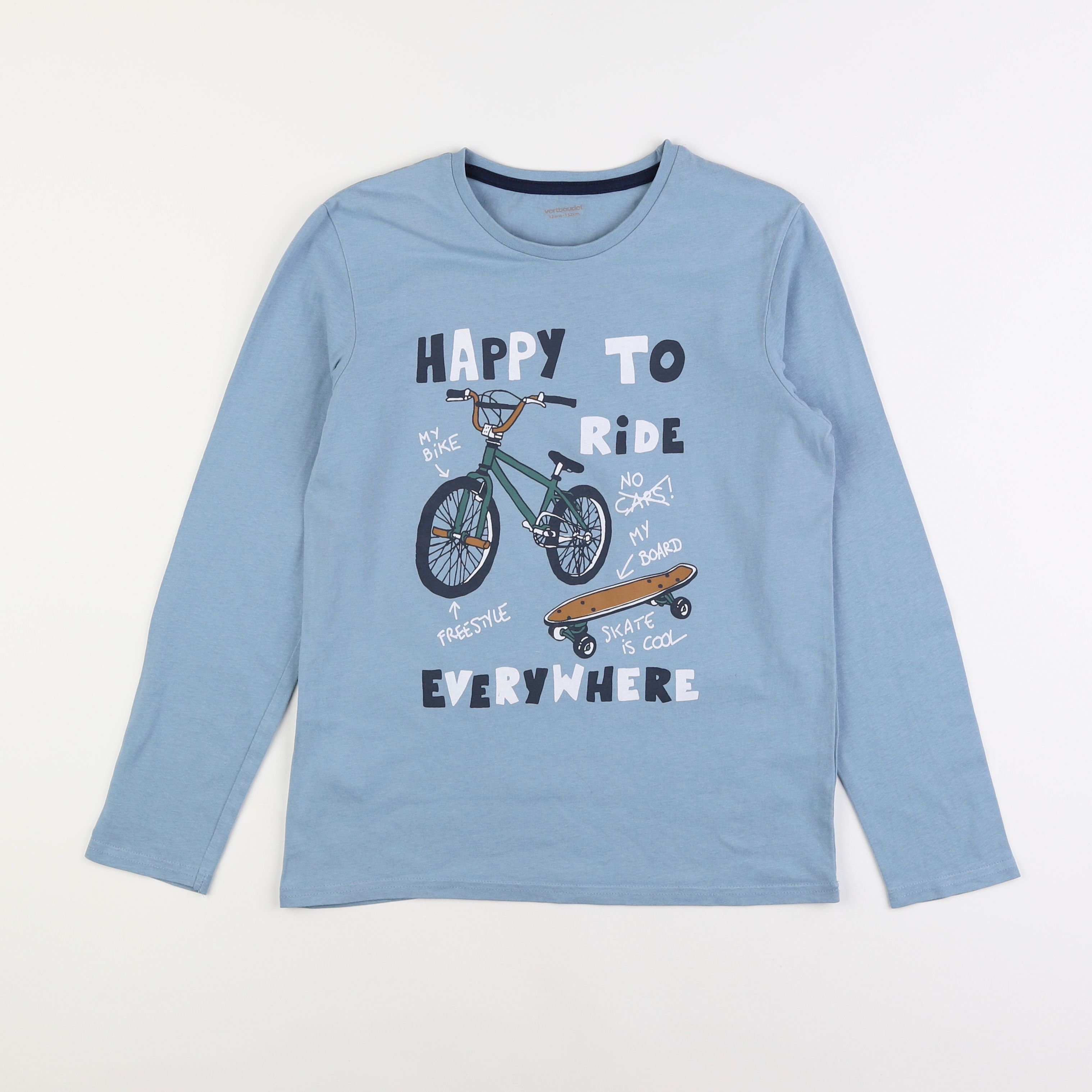 Vertbaudet - tee-shirt bleu - 12 ans