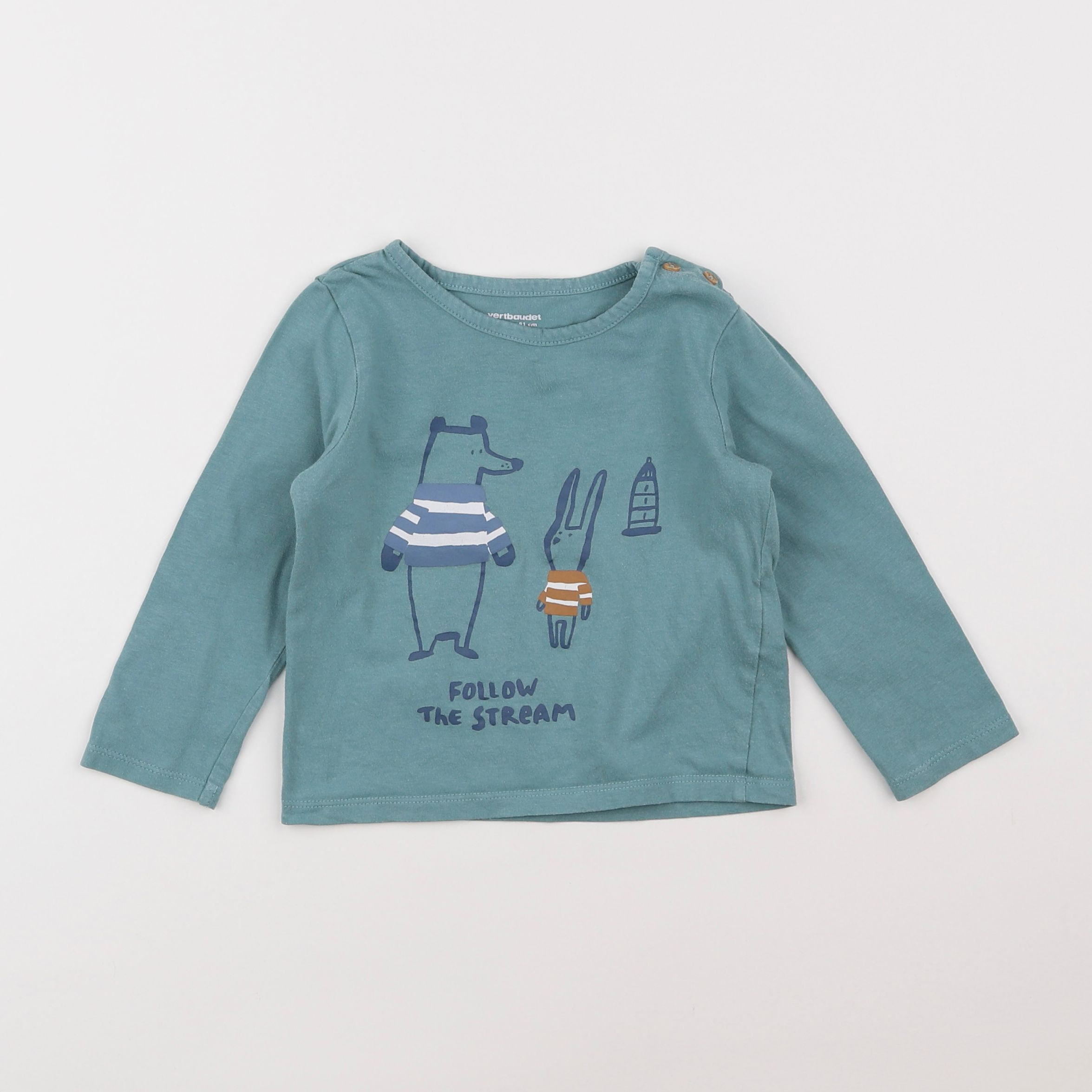 Vertbaudet - tee-shirt bleu - 18 mois