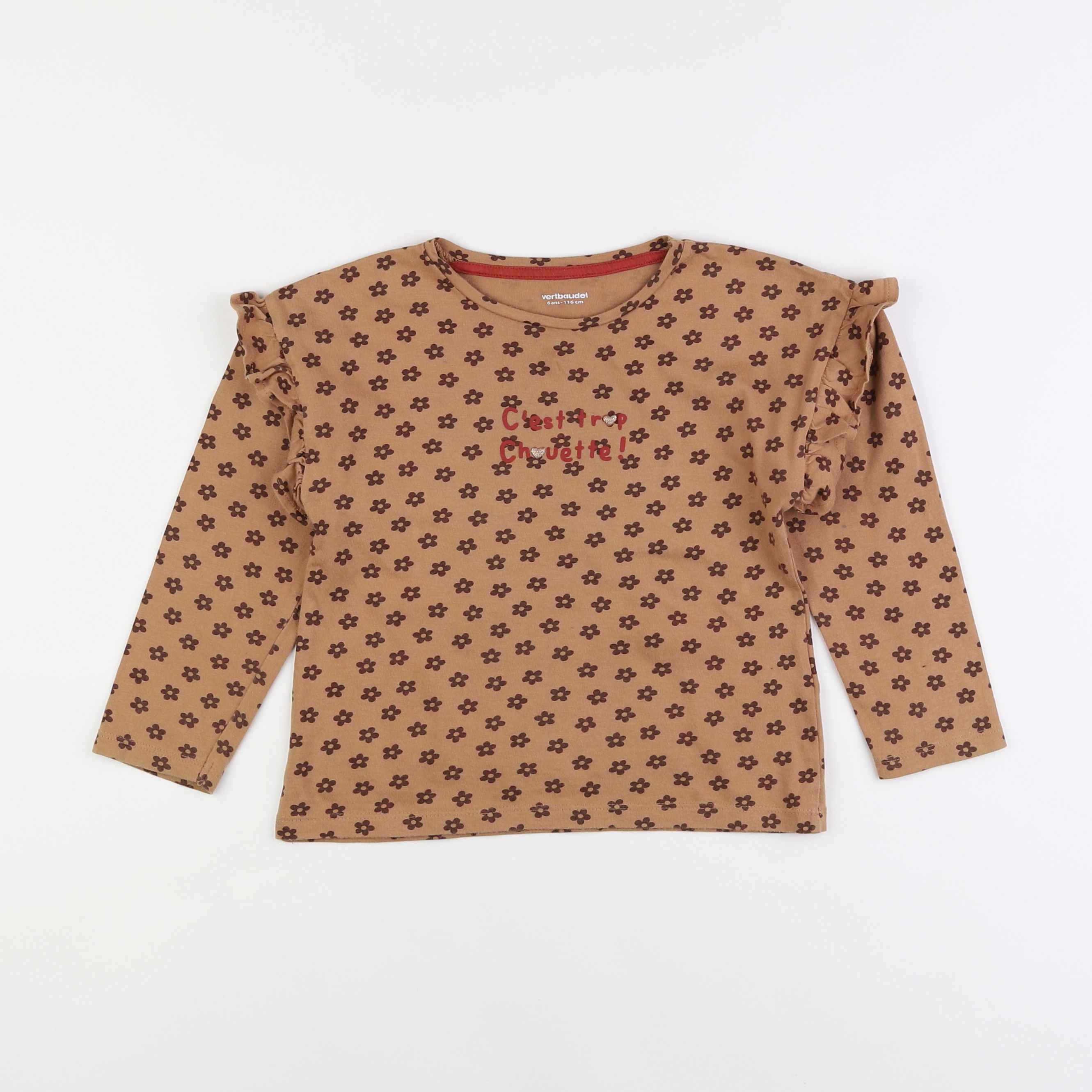 Vertbaudet - tee-shirt marron - 6 ans