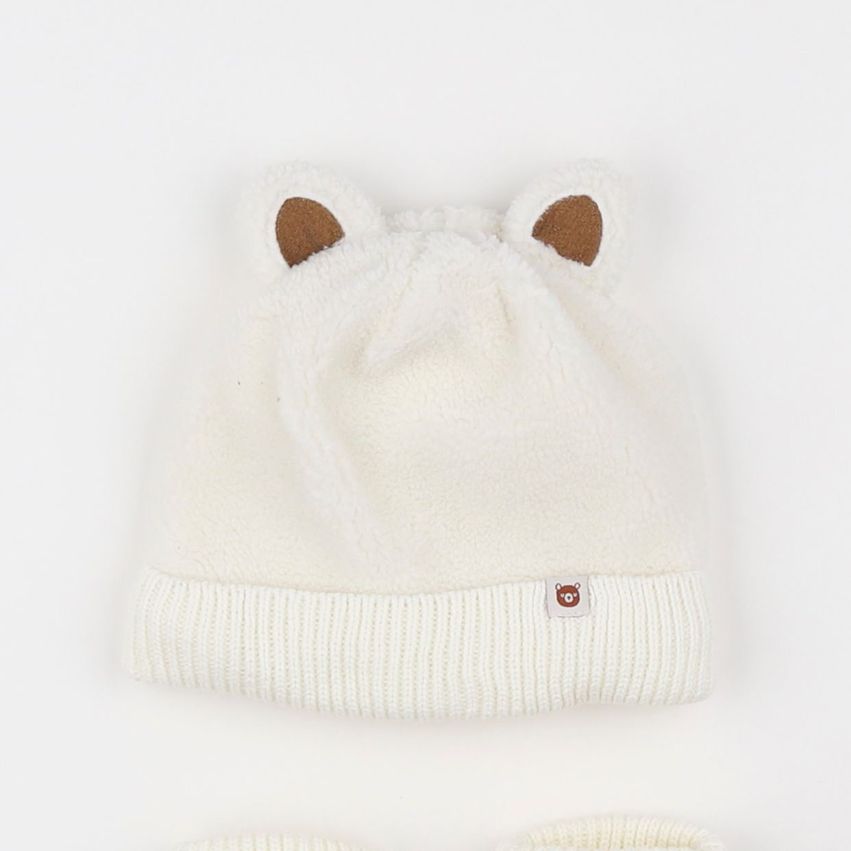 Vertbaudet - ensemble bonnet/moufles beige - 2/3 ans