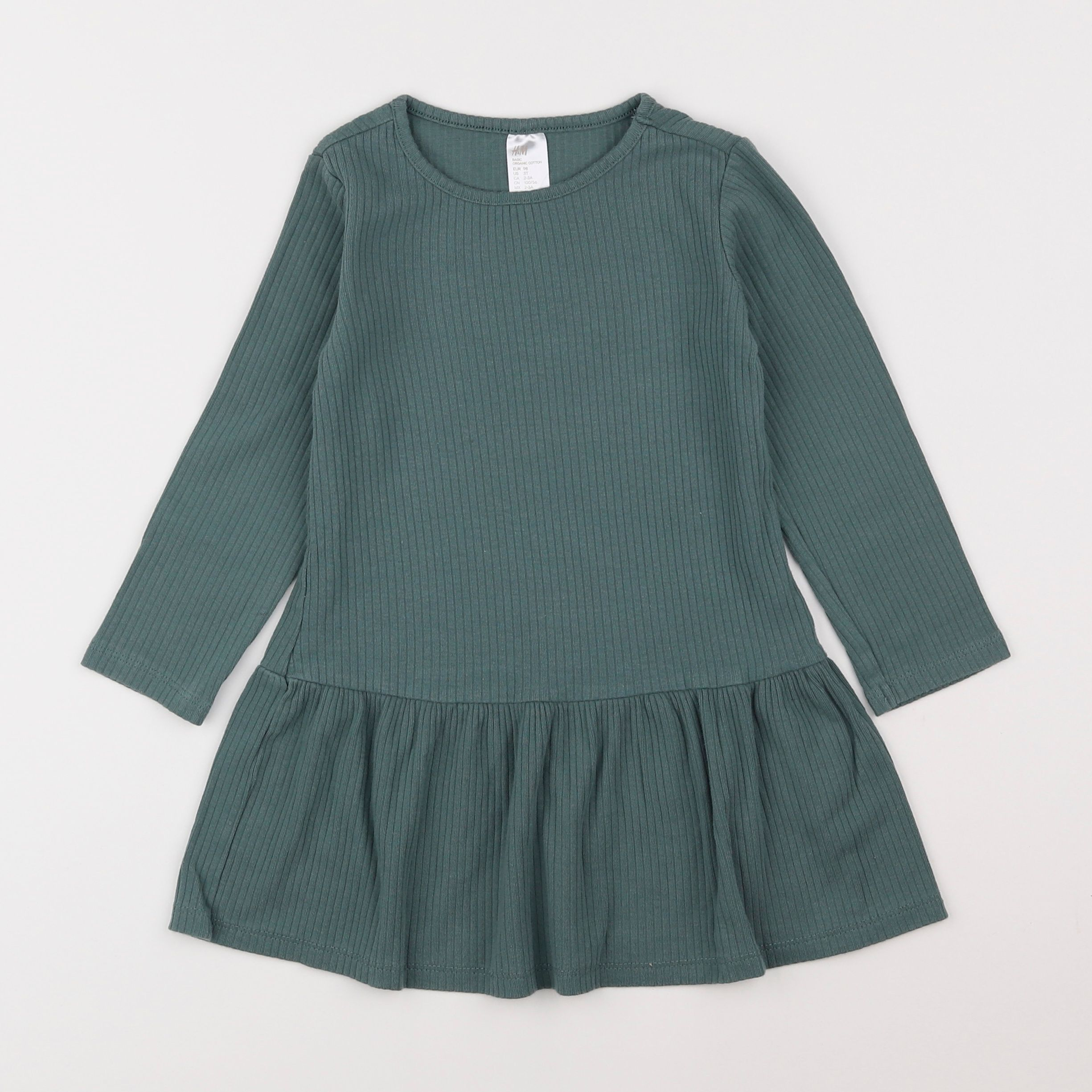 H&M - robe vert - 2/3 ans