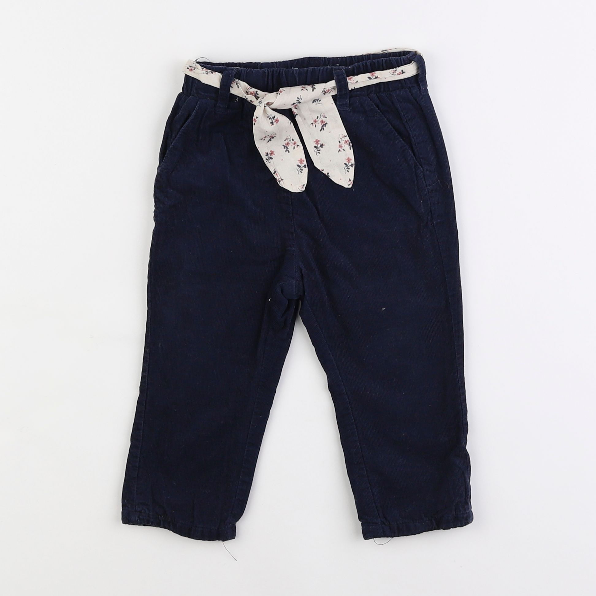 Vertbaudet - pantalon doublé bleu - 12 mois