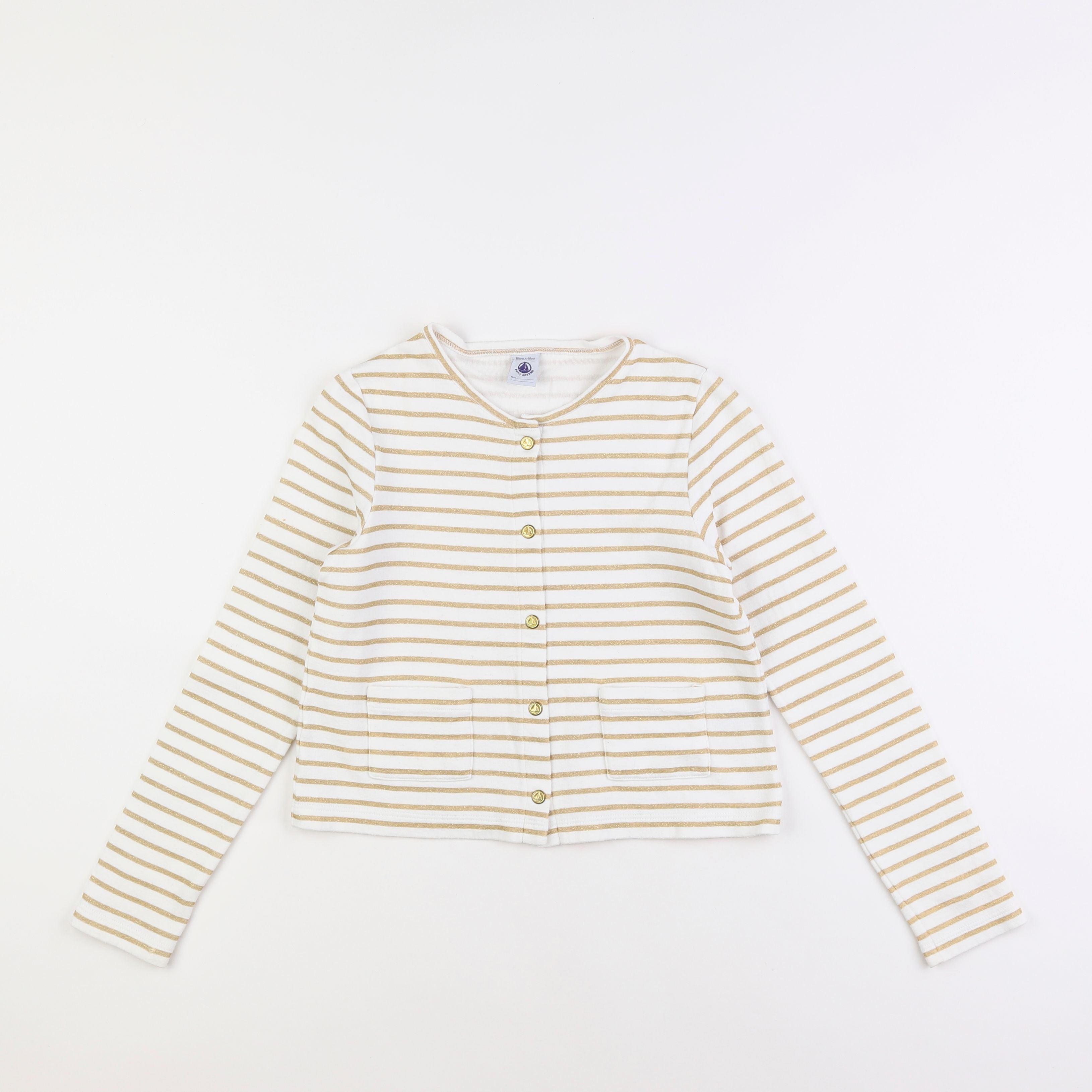 Petit Bateau - sweat blanc, or - 10 ans