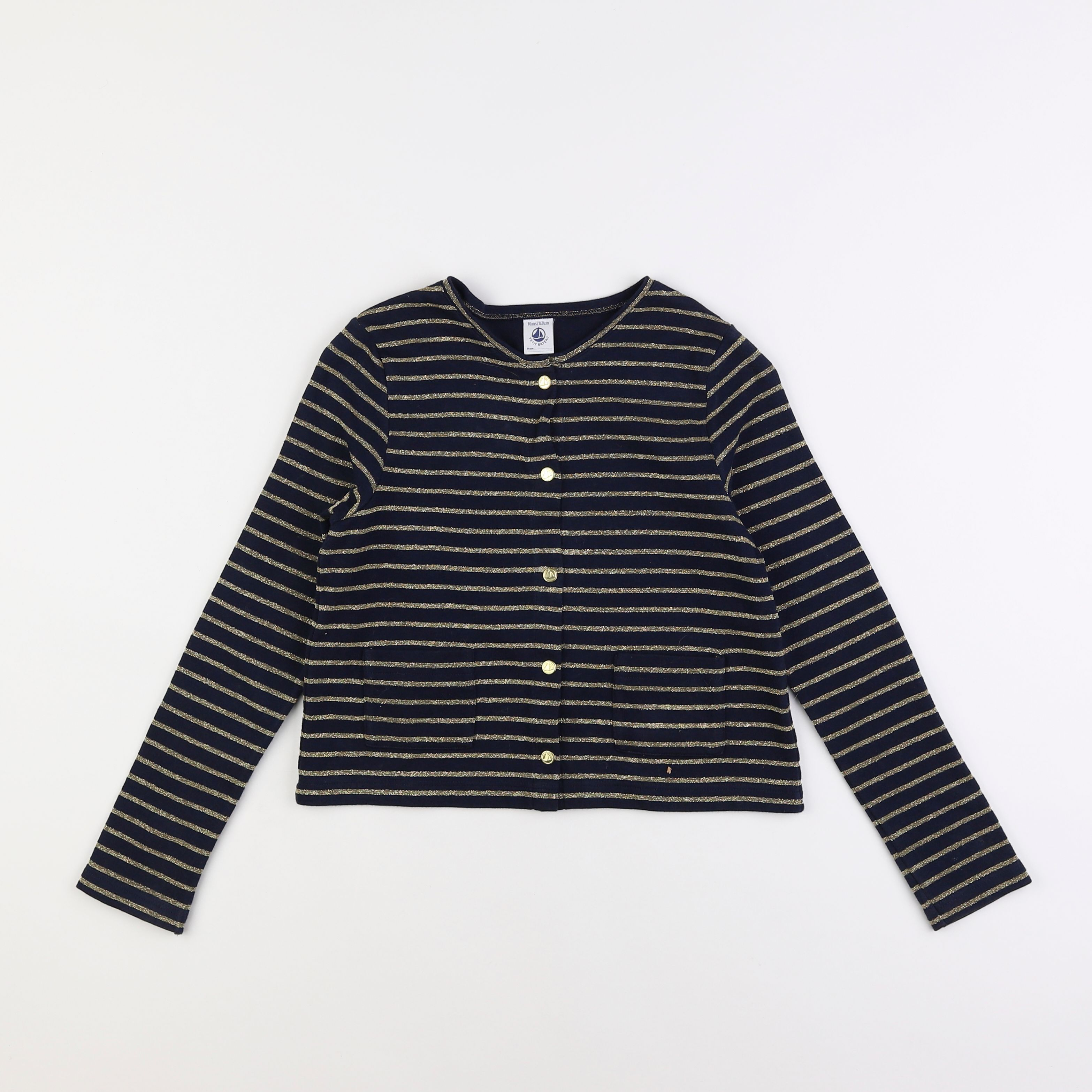 Petit Bateau - sweat or, noir - 10 ans