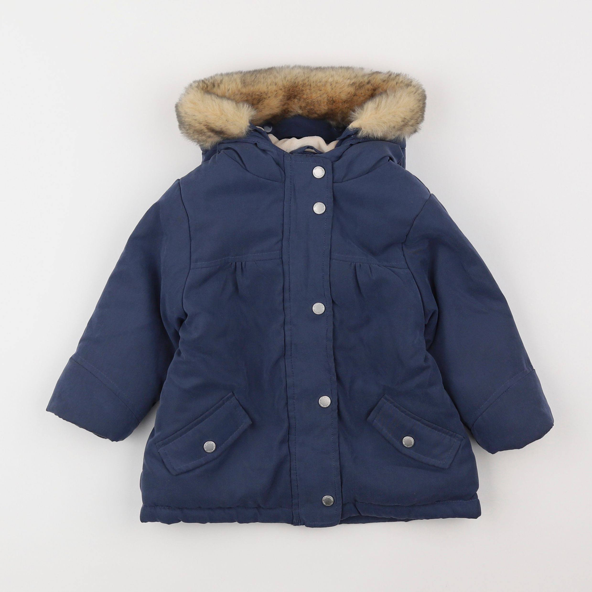 Vertbaudet - manteau doublure amovible bleu - 18 mois