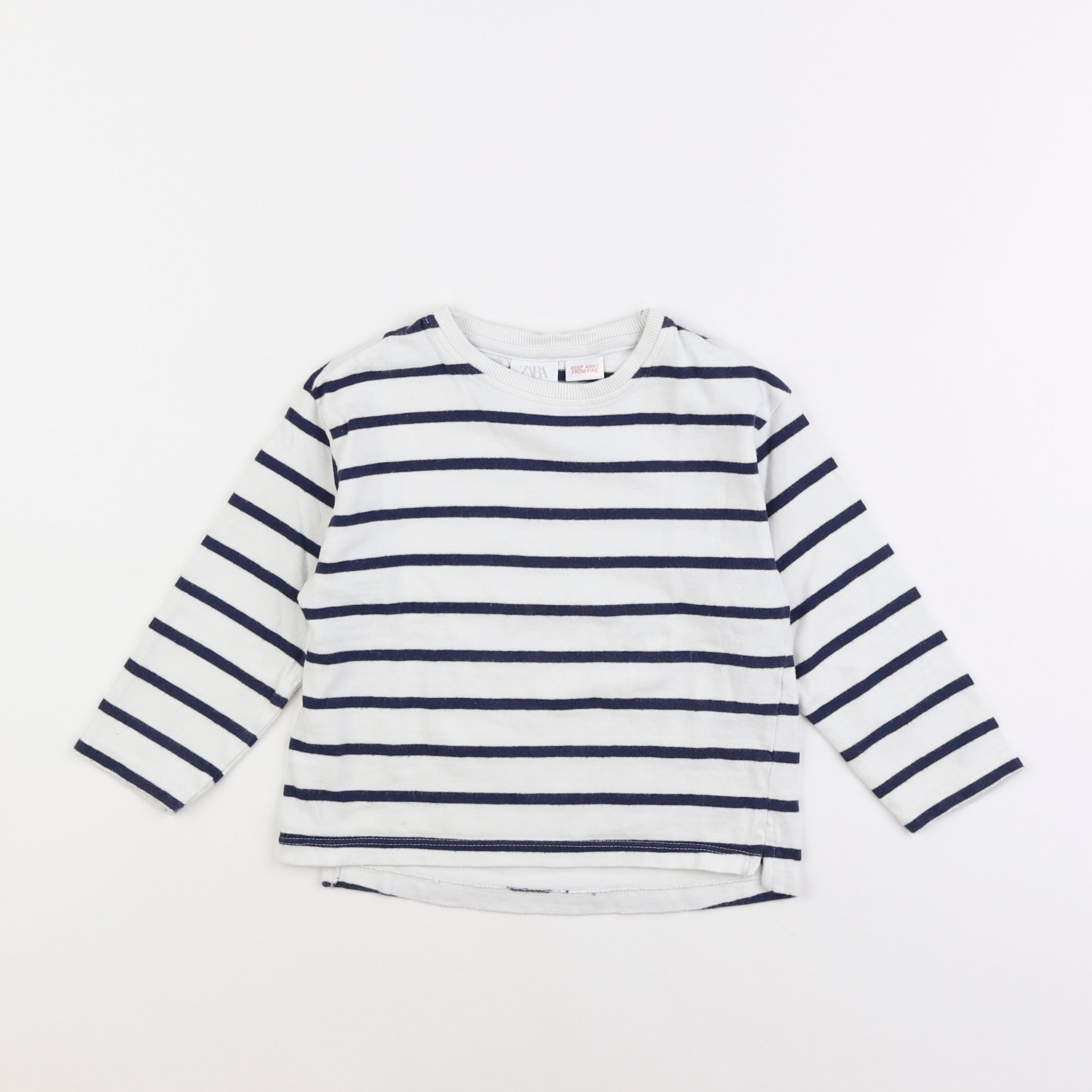 Zara - tee-shirt blanc, bleu - 2/3 ans