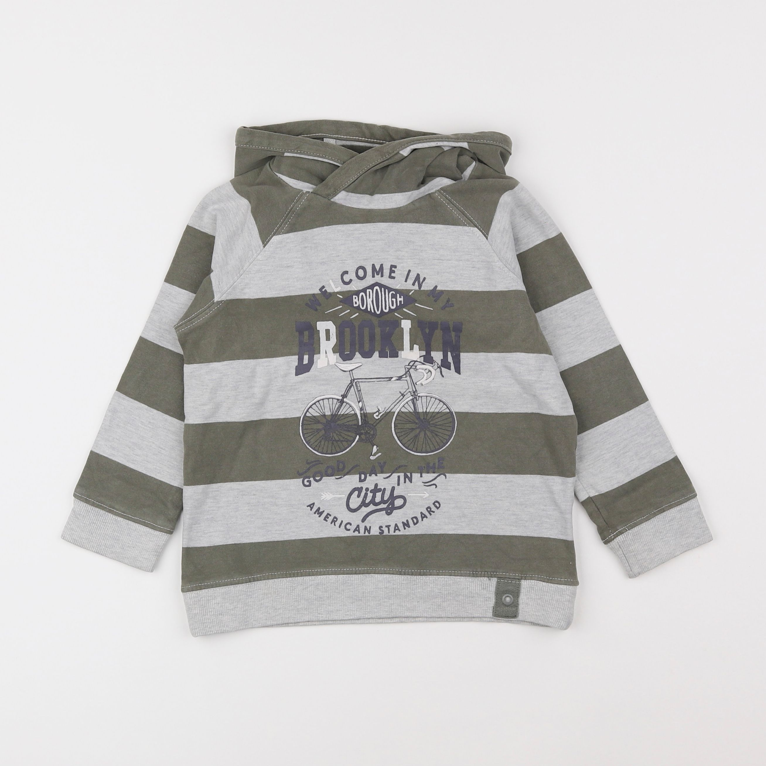 Vertbaudet - sweat vert, gris - 5 ans