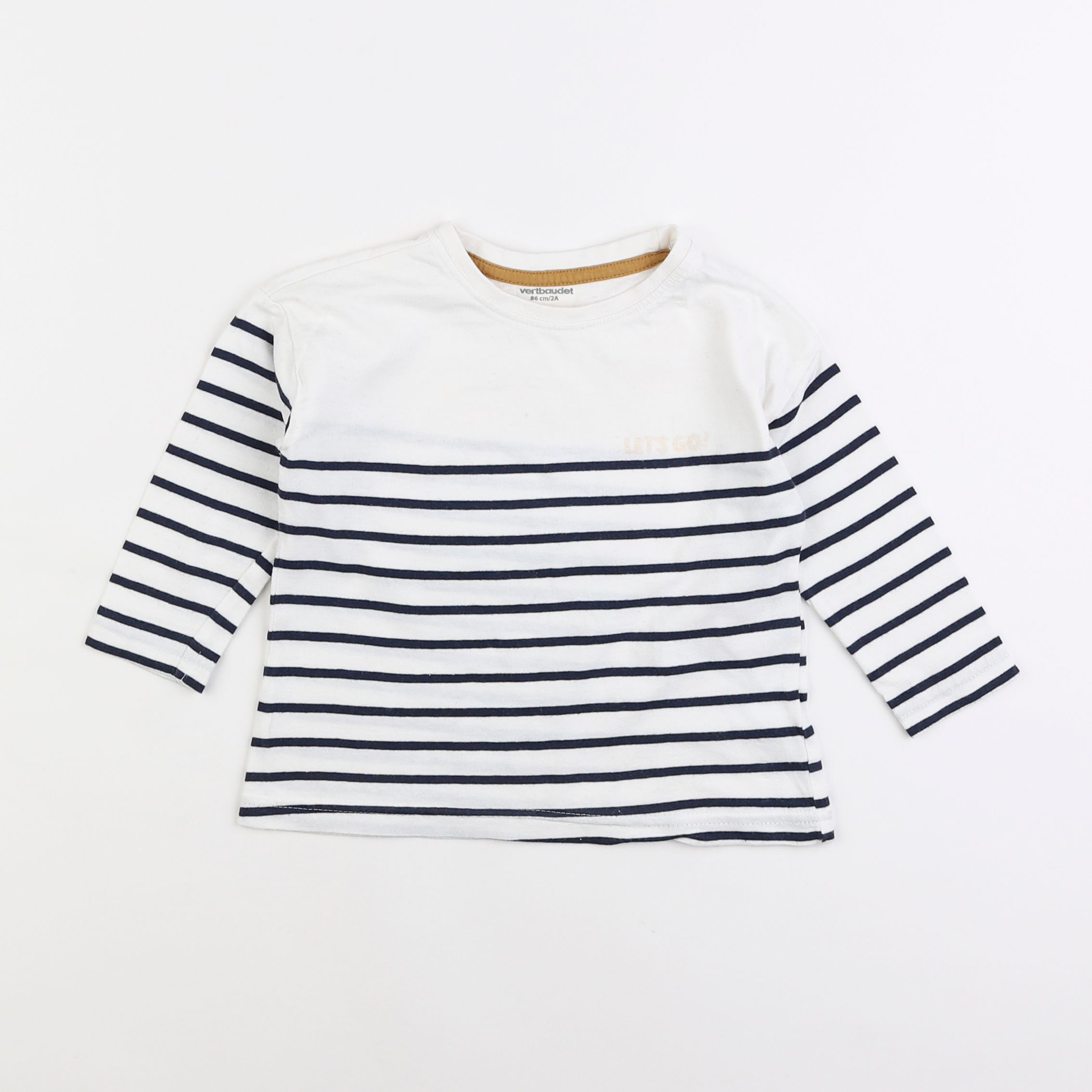 Vertbaudet - tee-shirt blanc, bleu - 2 ans