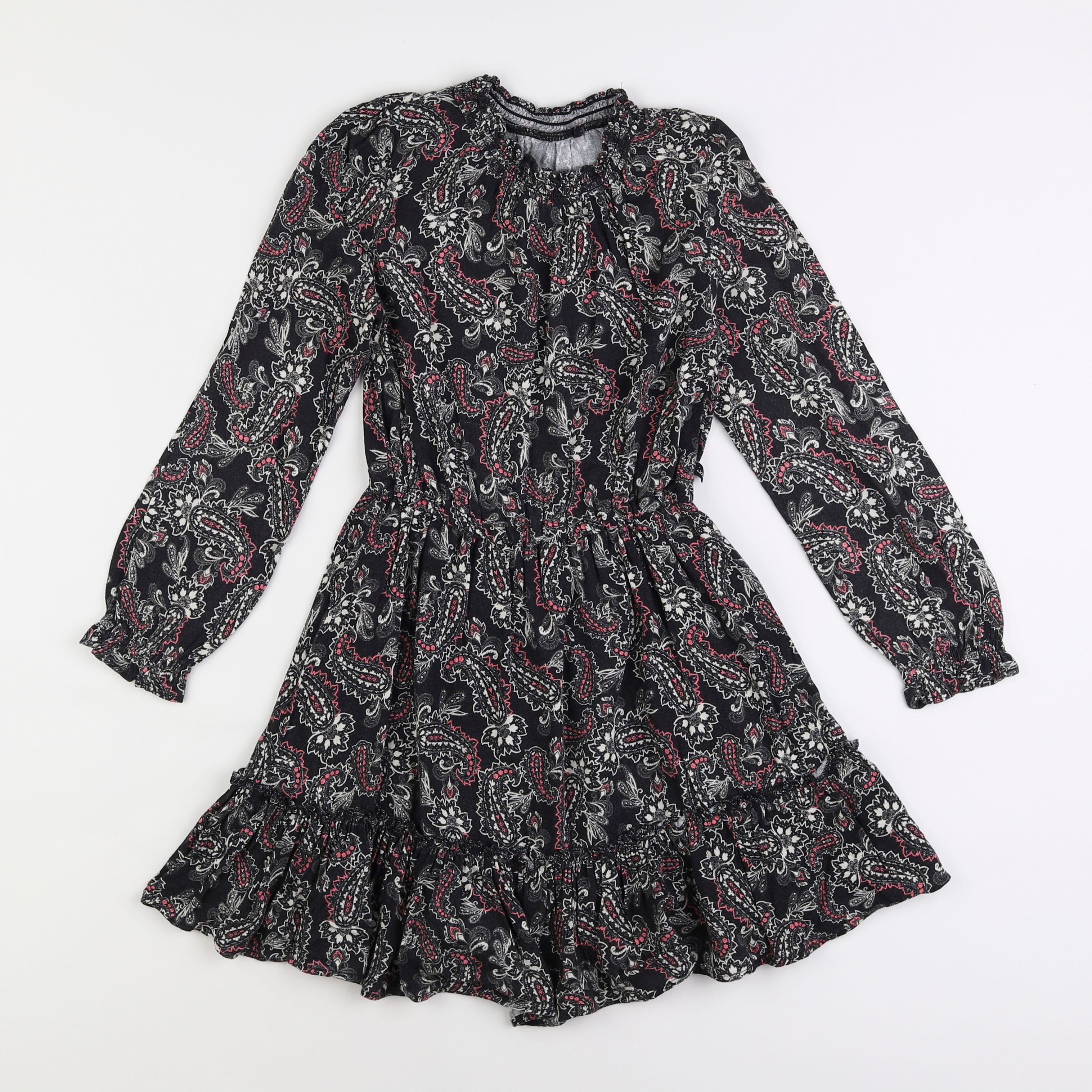 IKKS - robe noir, rose - 8 ans