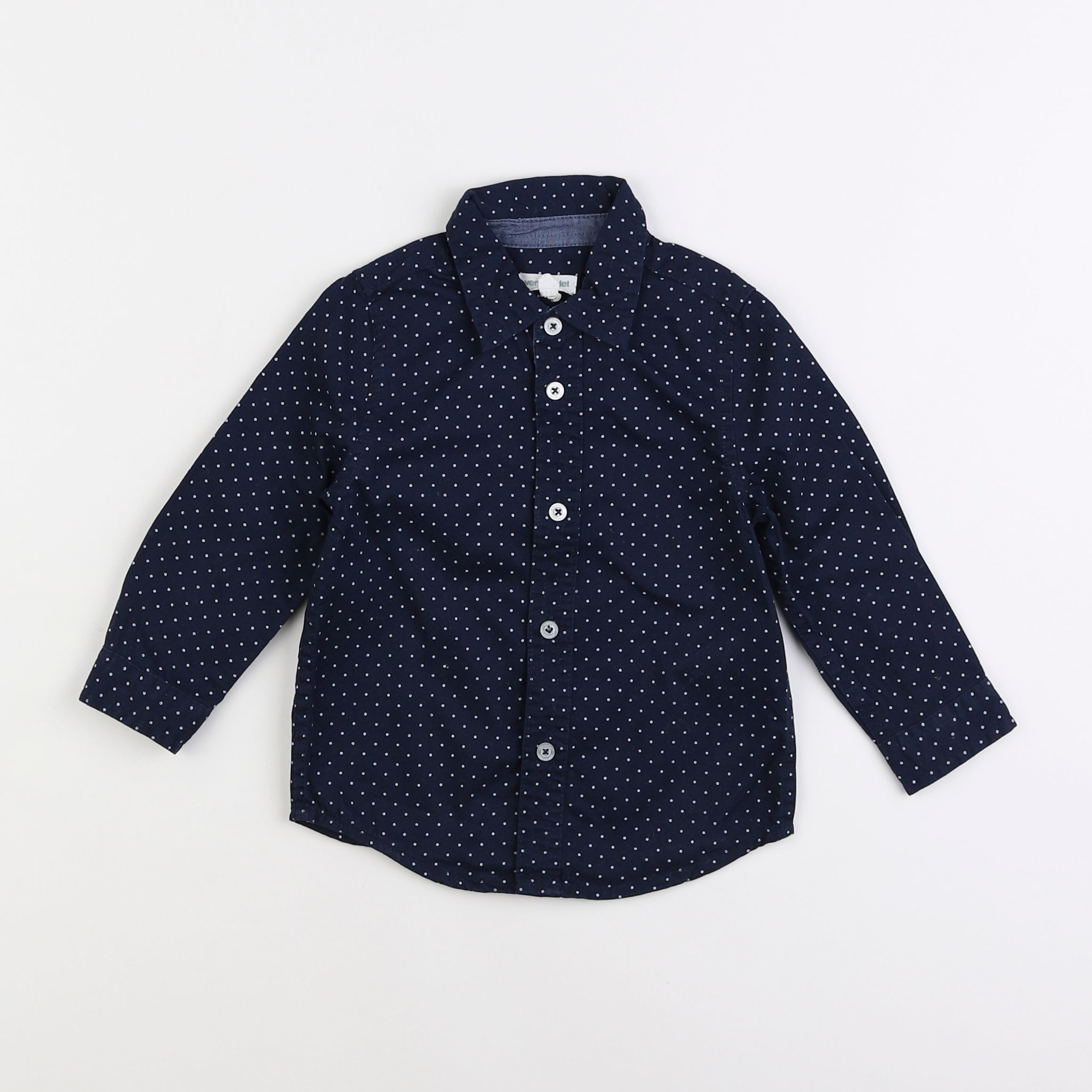 Vertbaudet - chemise bleu, blanc - 2 ans