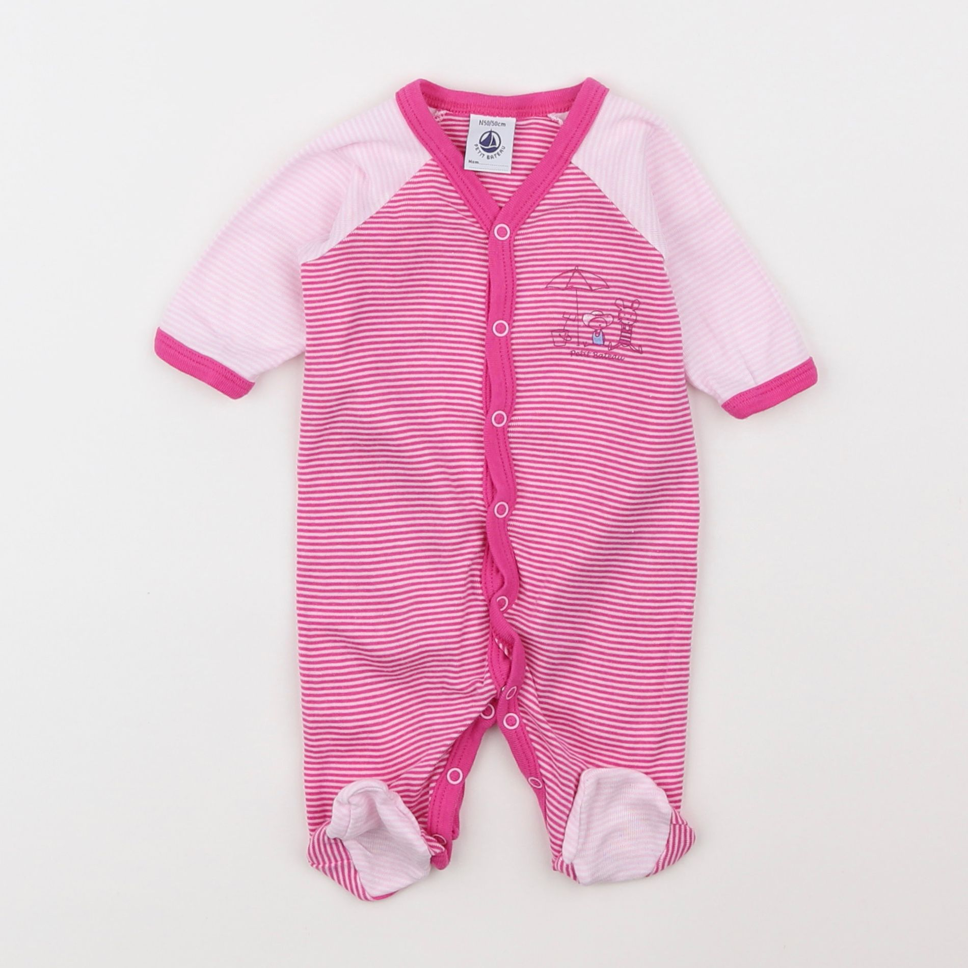 Petit Bateau - pyjama coton rose - 0 mois