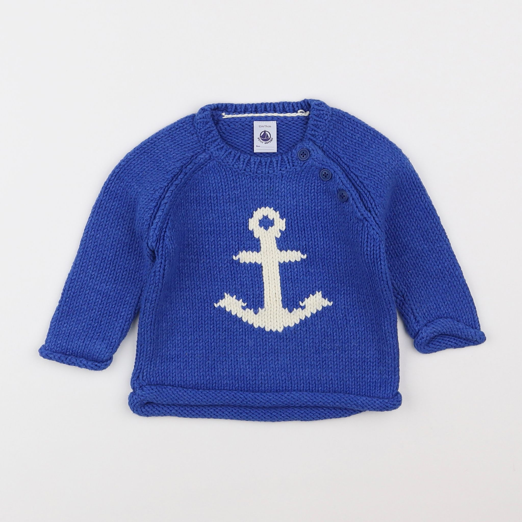 Petit Bateau - pull bleu - 12 mois