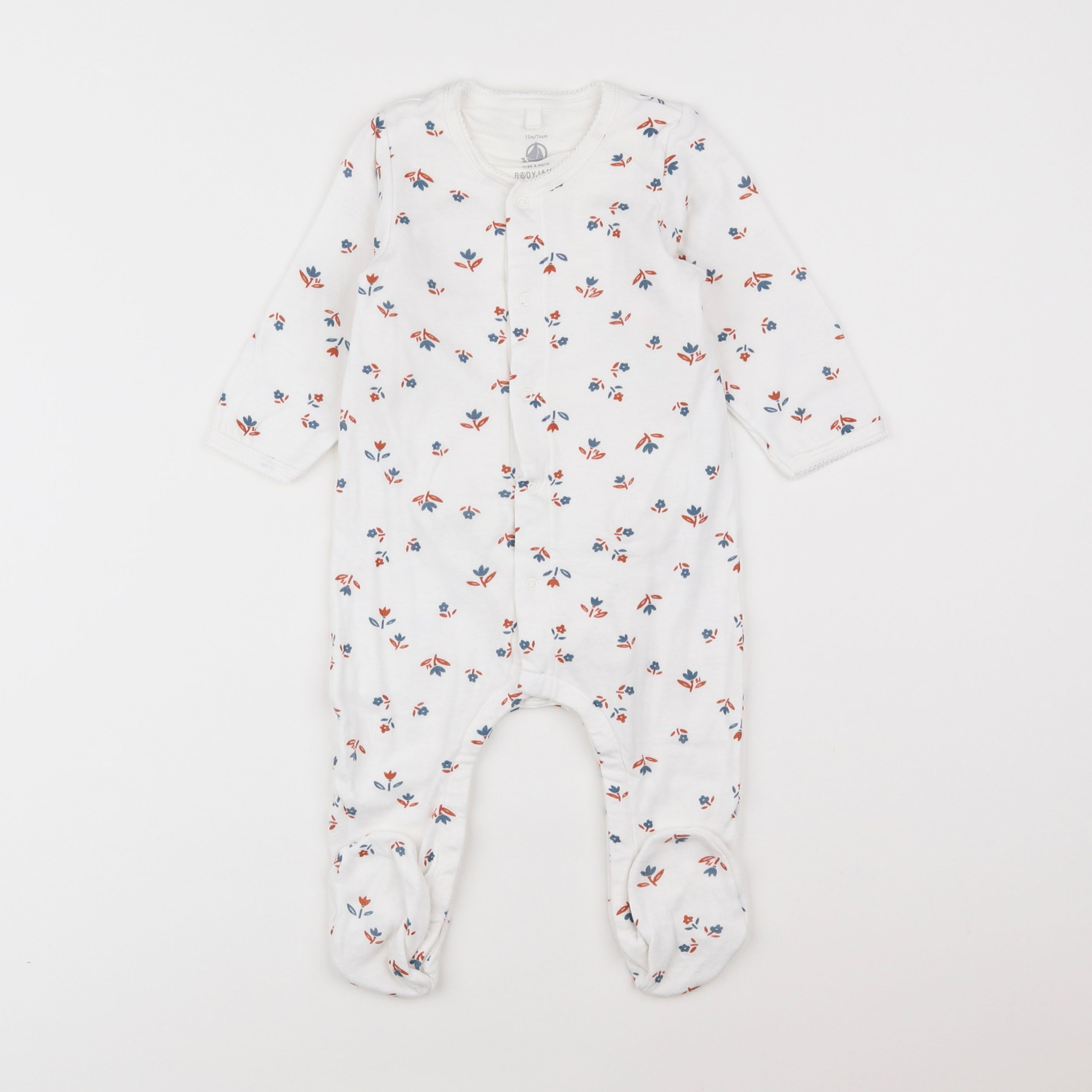 Petit Bateau - pyjama coton blanc - 1 mois