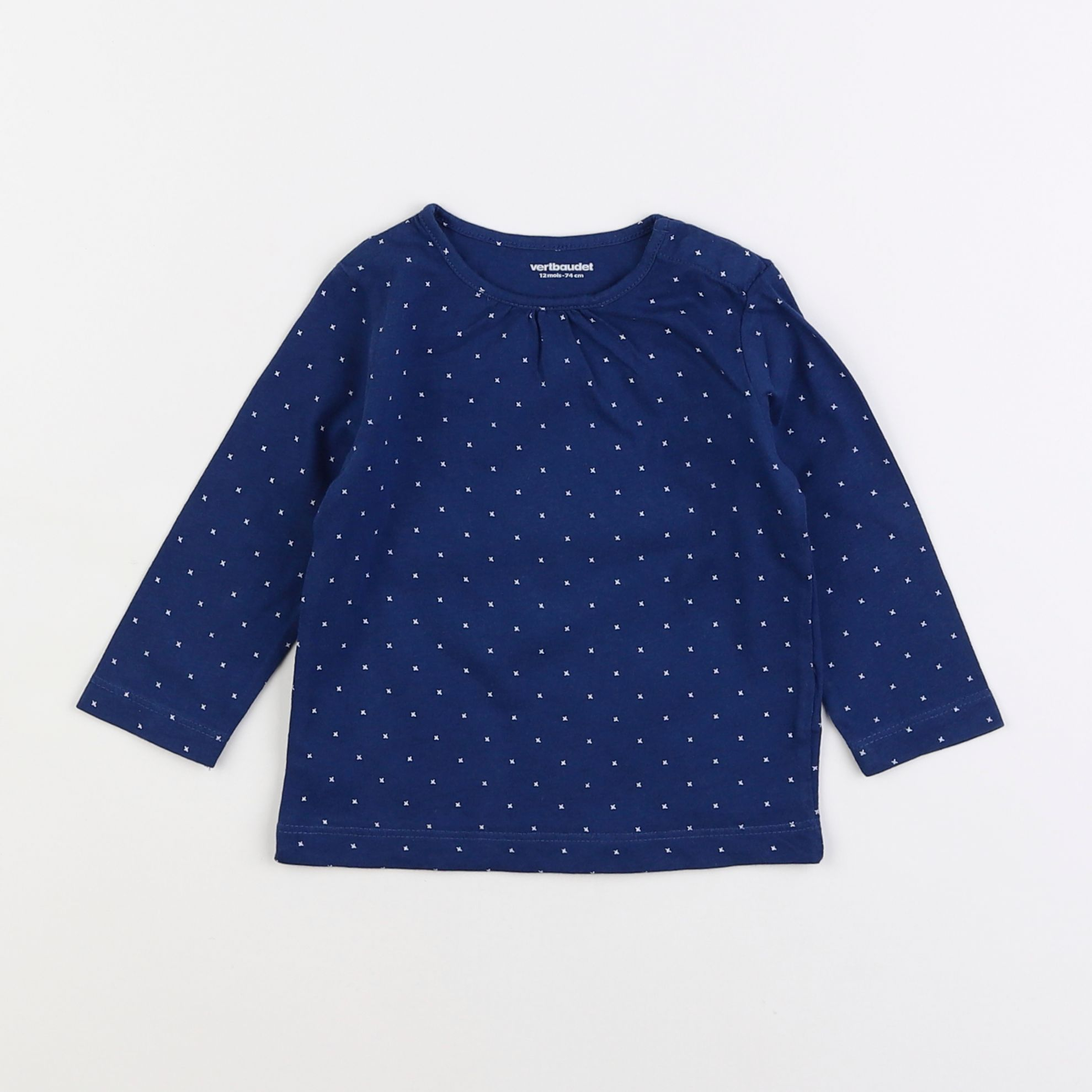 Vertbaudet - tee-shirt bleu - 12 mois