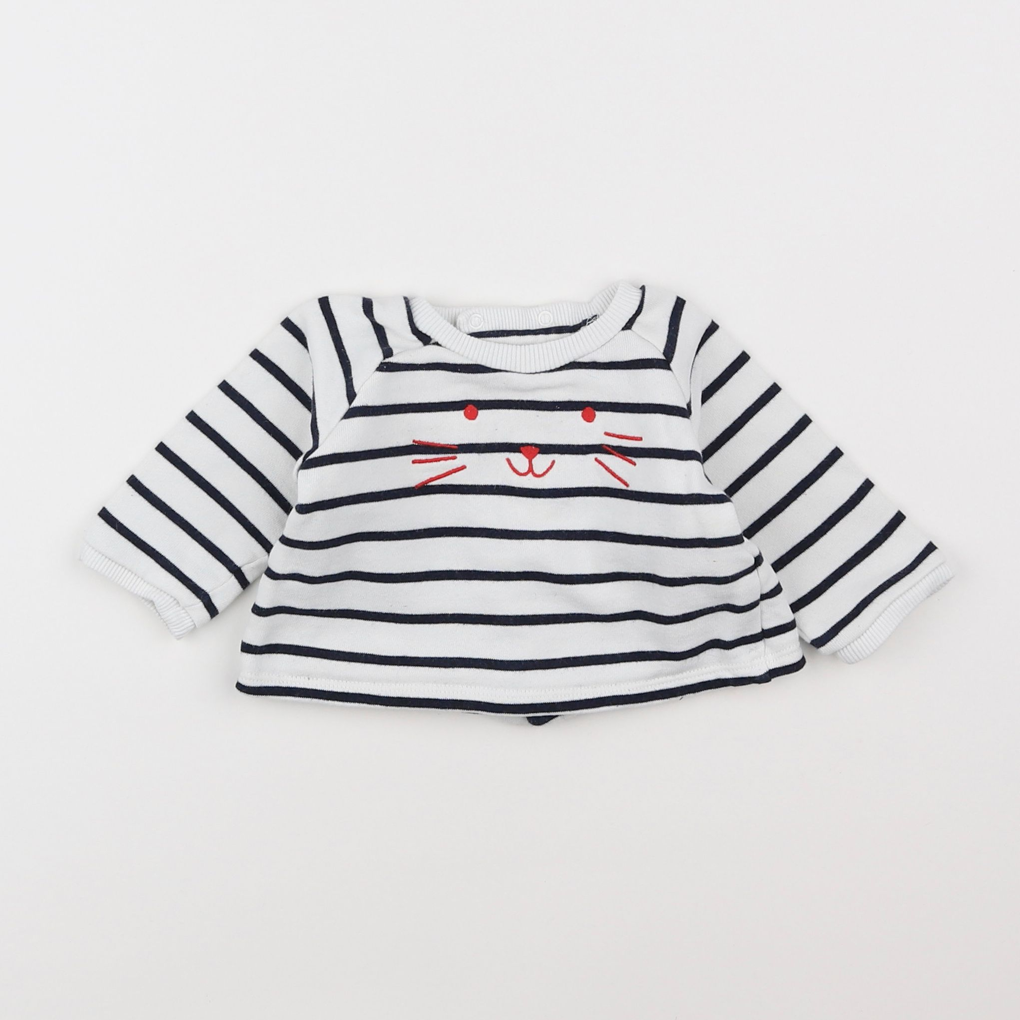 Boutchou - sweat bleu, blanc - 3 mois