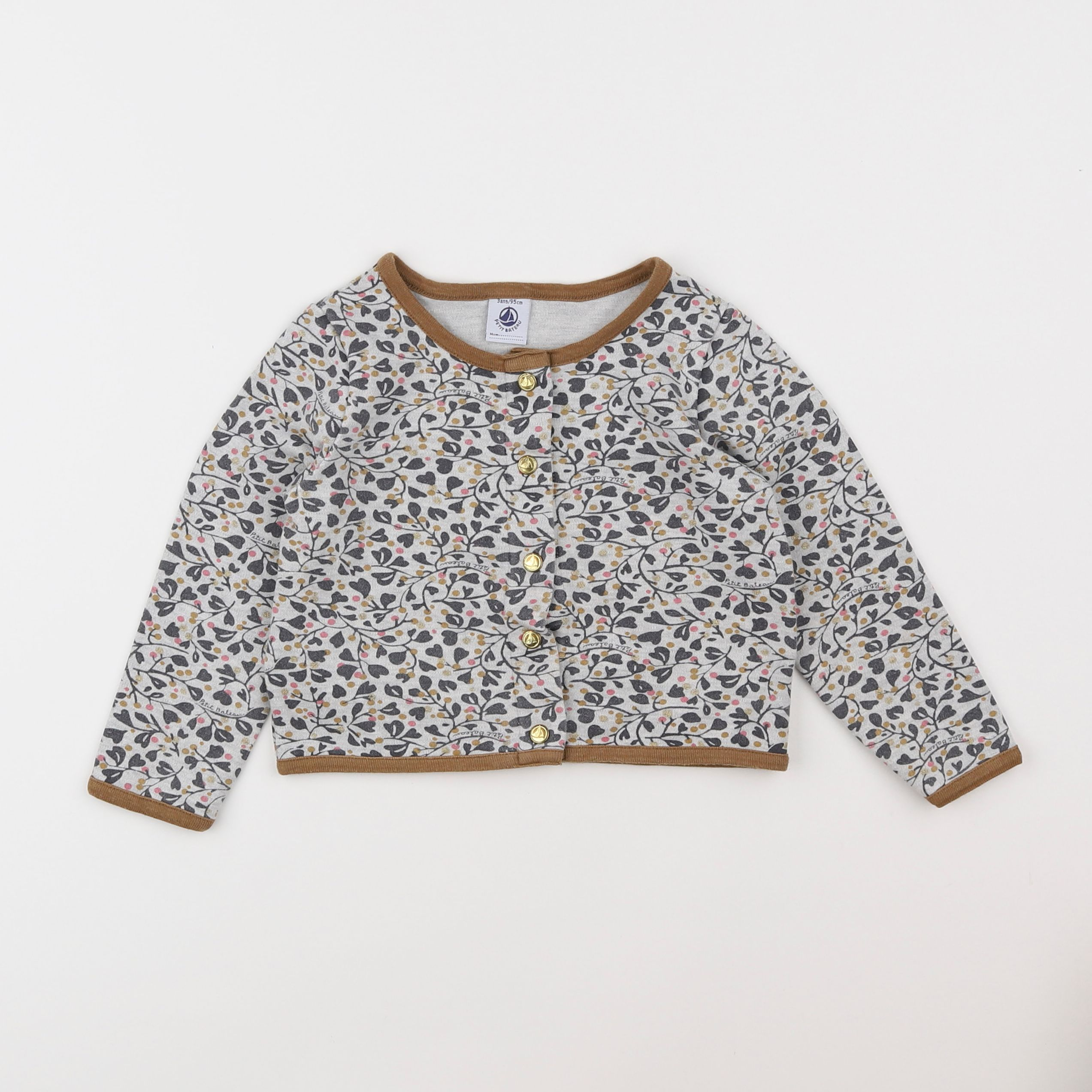 Petit Bateau - sweat gris, or - 3 ans