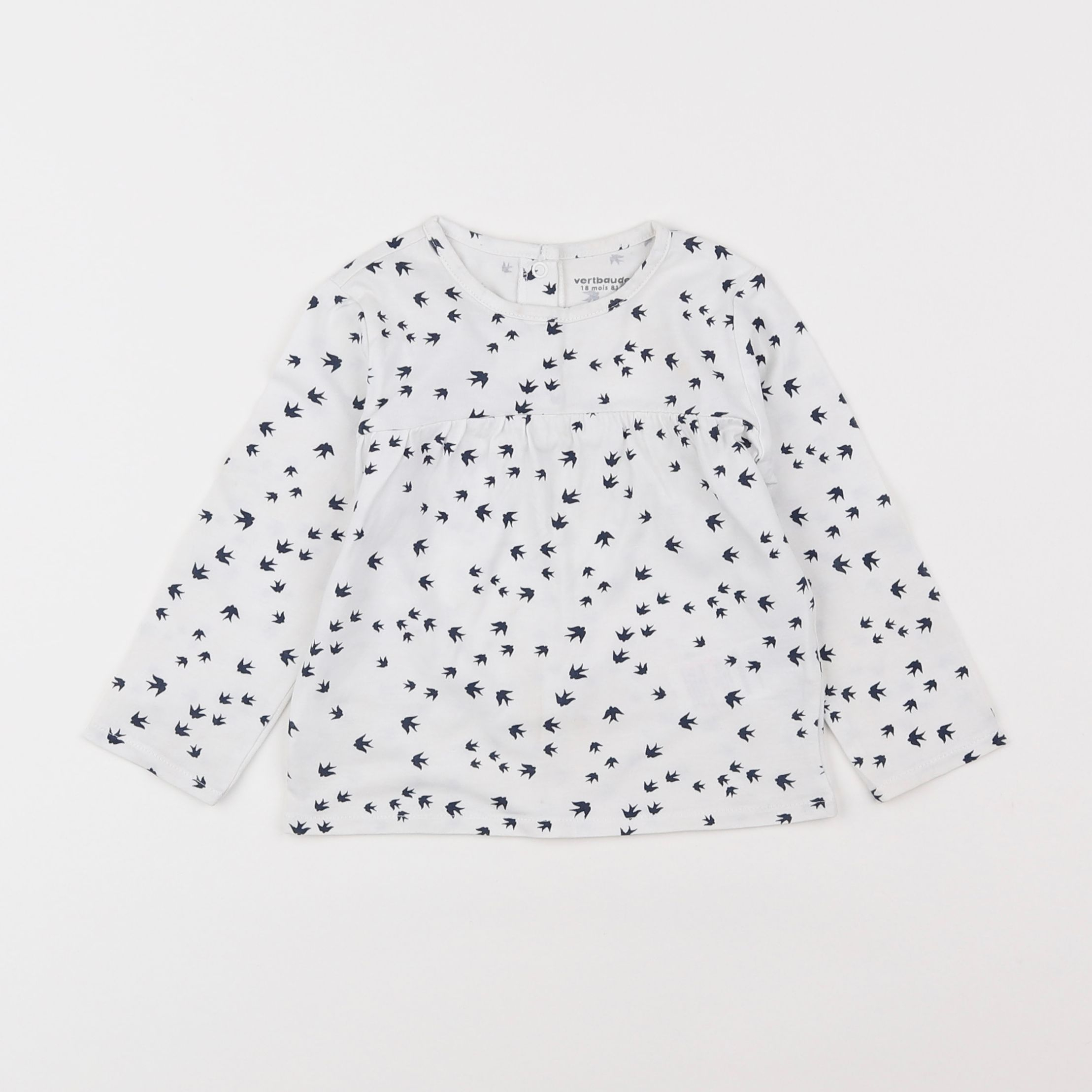 Vertbaudet - tee-shirt blanc, bleu - 18 mois