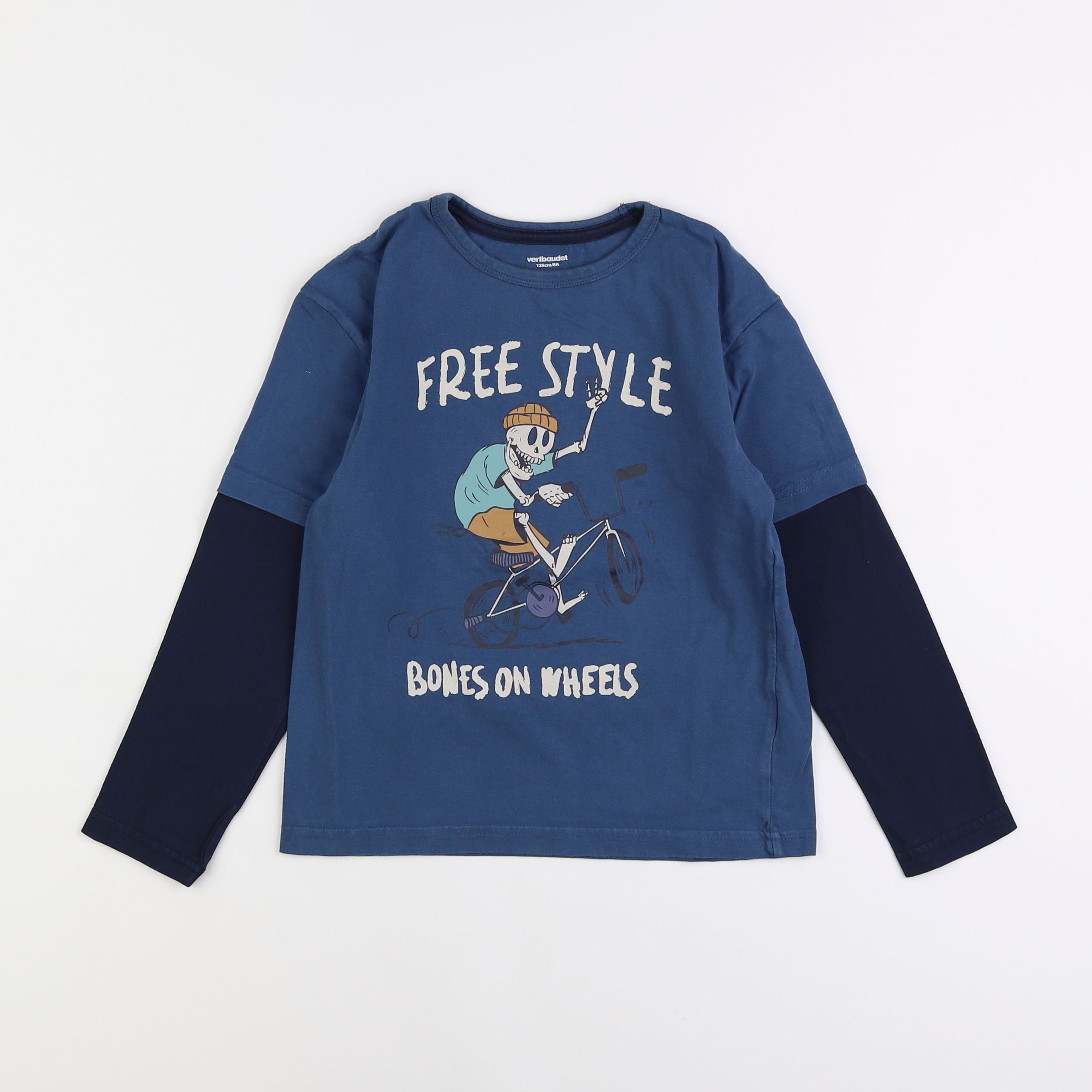 Vertbaudet - tee-shirt bleu - 8 ans