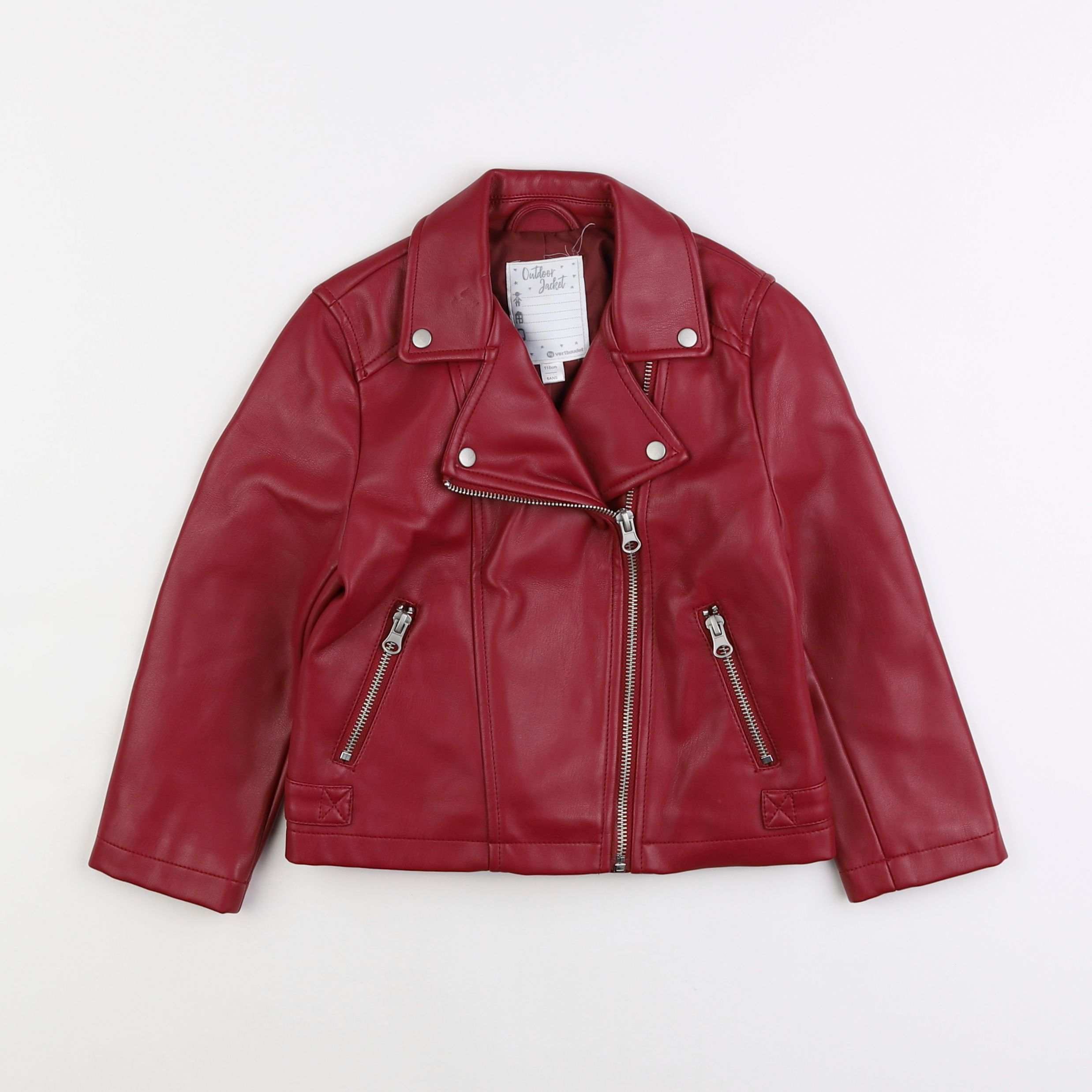 Vertbaudet - veste simili cuir rouge - 6 ans